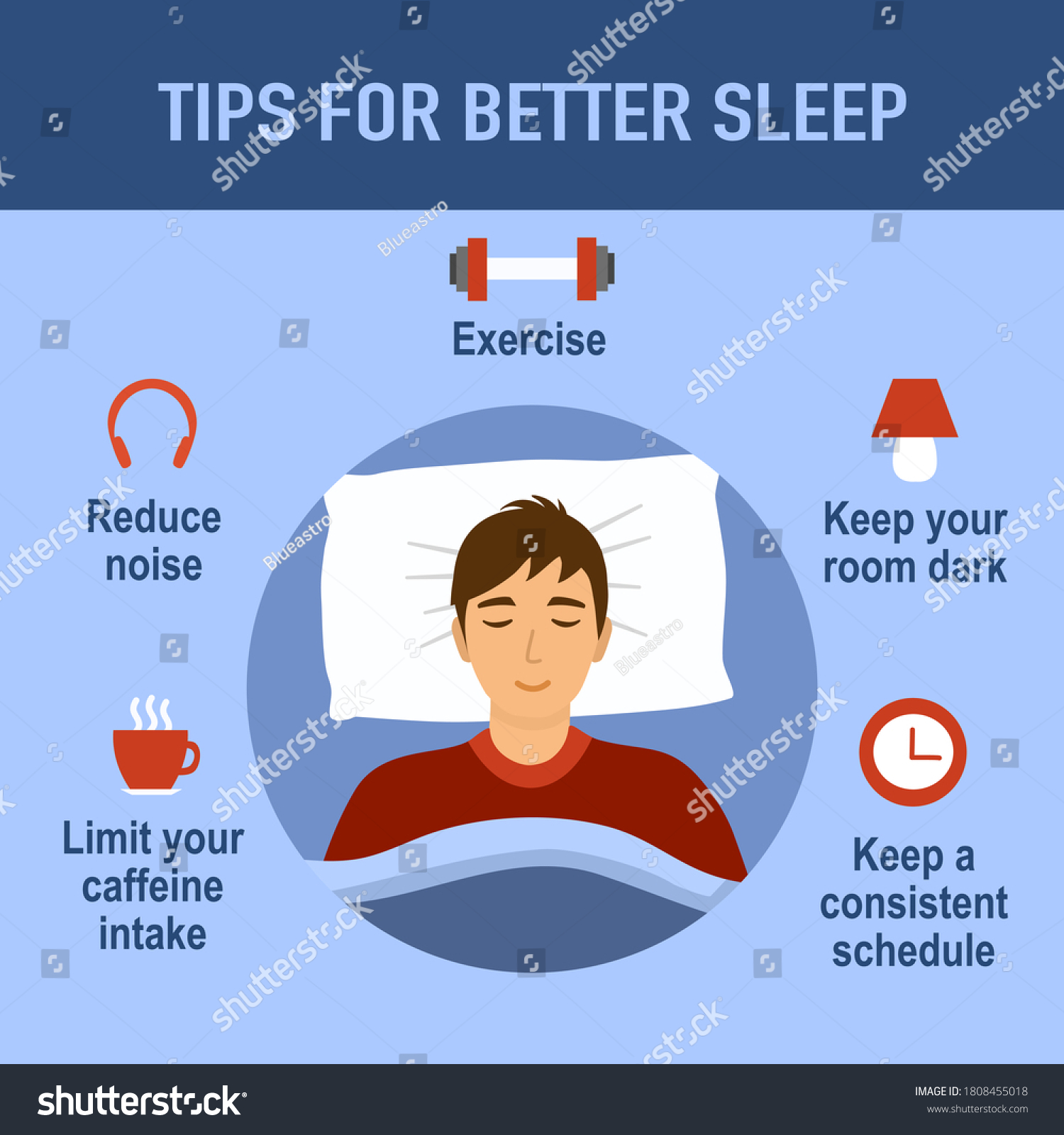 Tips Better Sleep Night Infographics Sleeping Stock Vector (Royalty ...