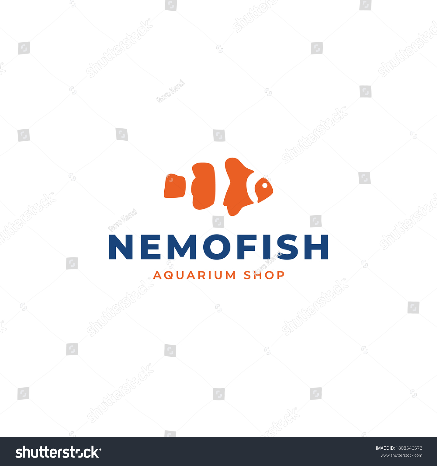 Minimalist Aquarium Clown Fish Logo Design Stock Vector (Royalty Free ...