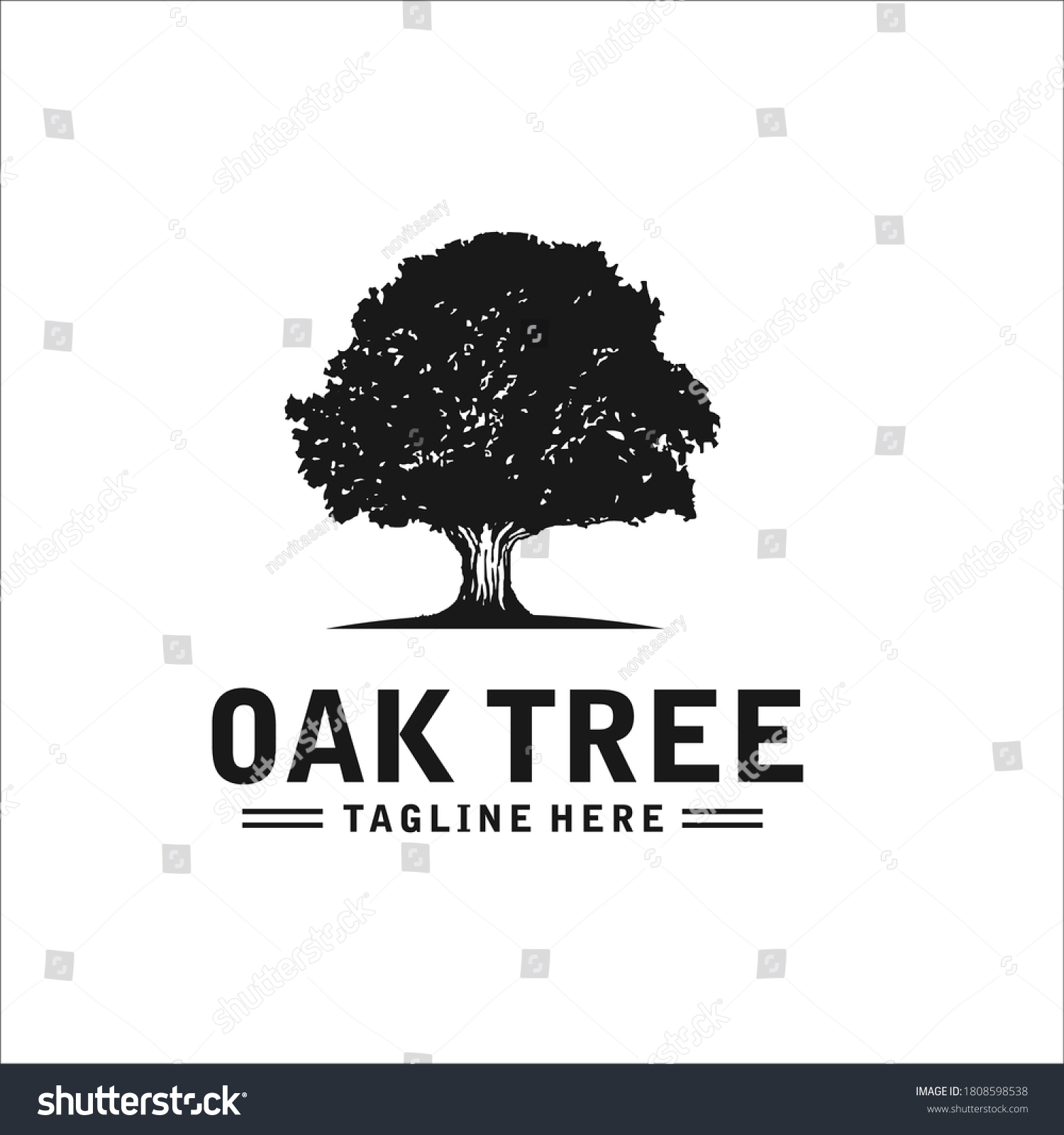 Oak Tree Logo Design Silhouette Vector Stock Vector (Royalty Free ...