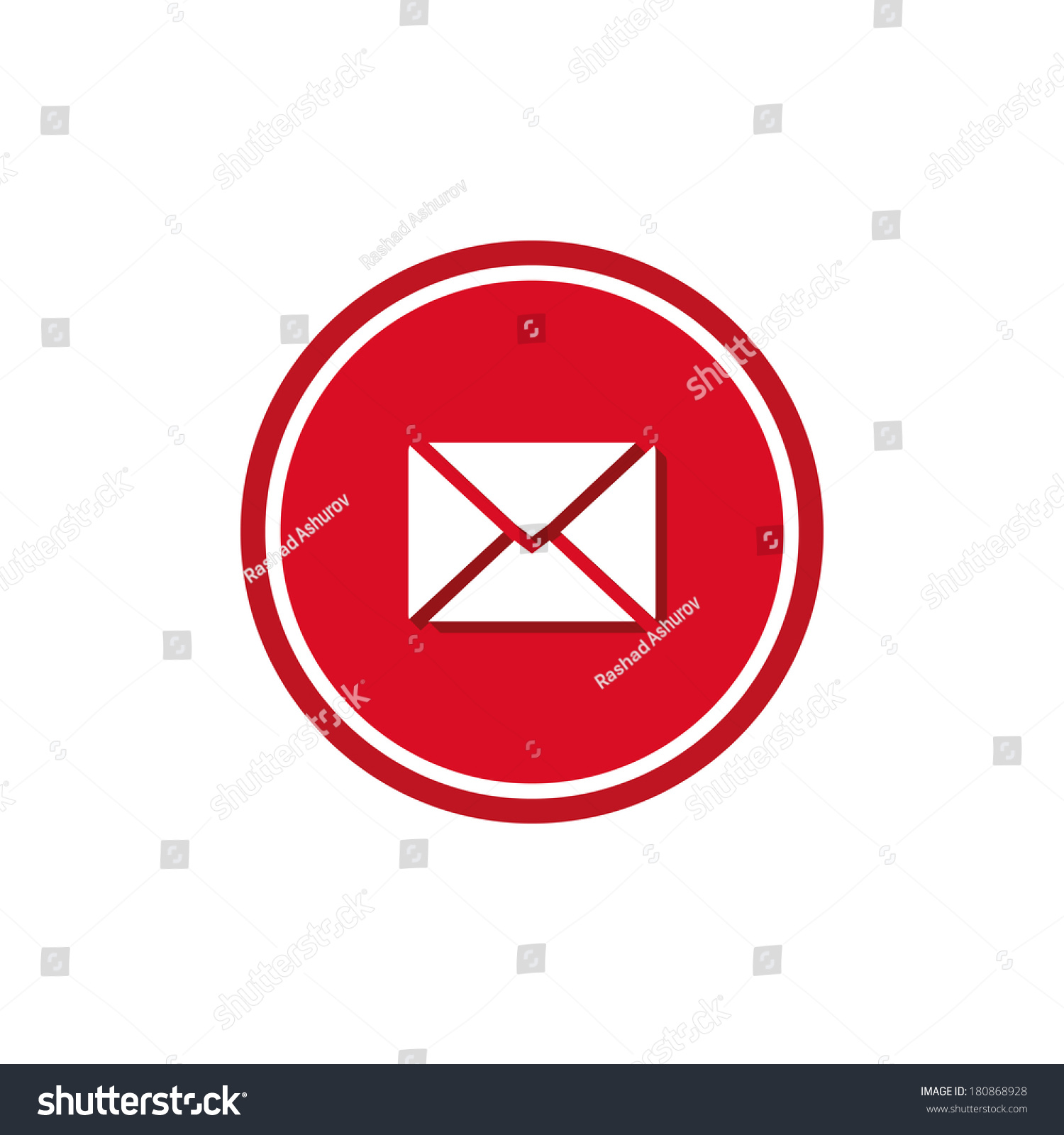 Email Icon Red Circle Background เวกเตอร์สต็อก ปลอดค่าลิขสิทธิ์