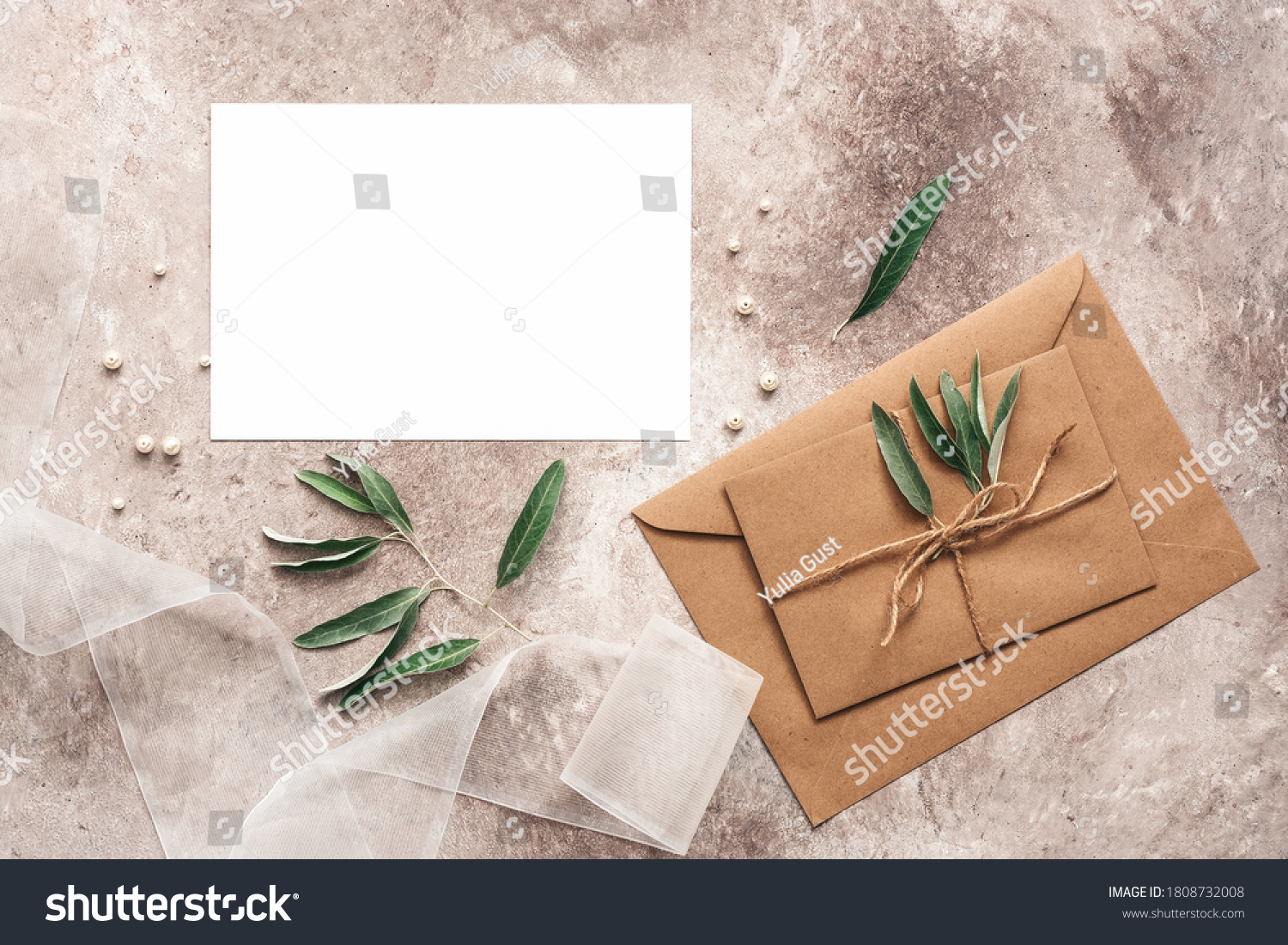 Feminine Wedding Invitation Card Blank Card Stock Photo 2091919513