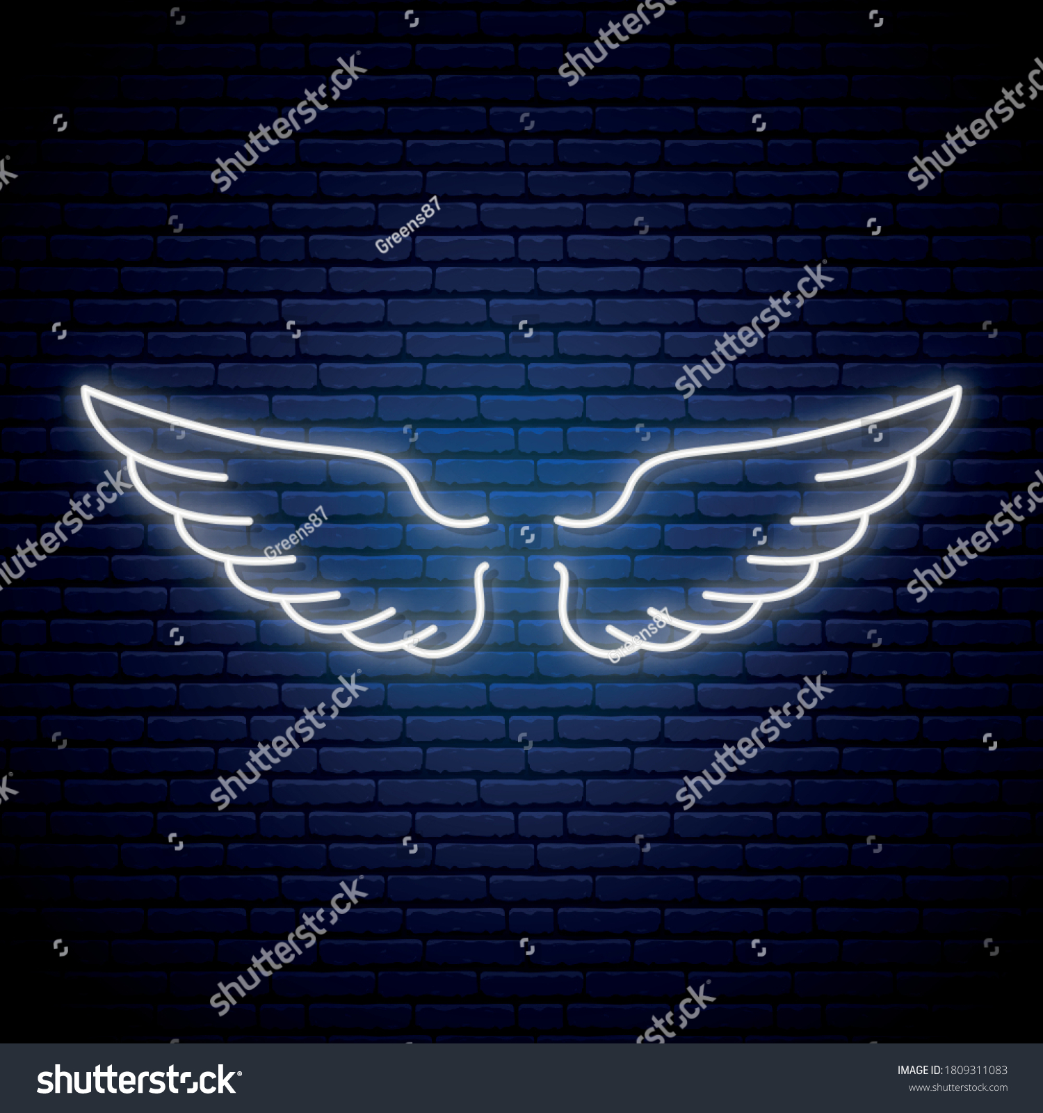 Angel Wings Neon Sign Bright Light Stock Vector (Royalty Free ...