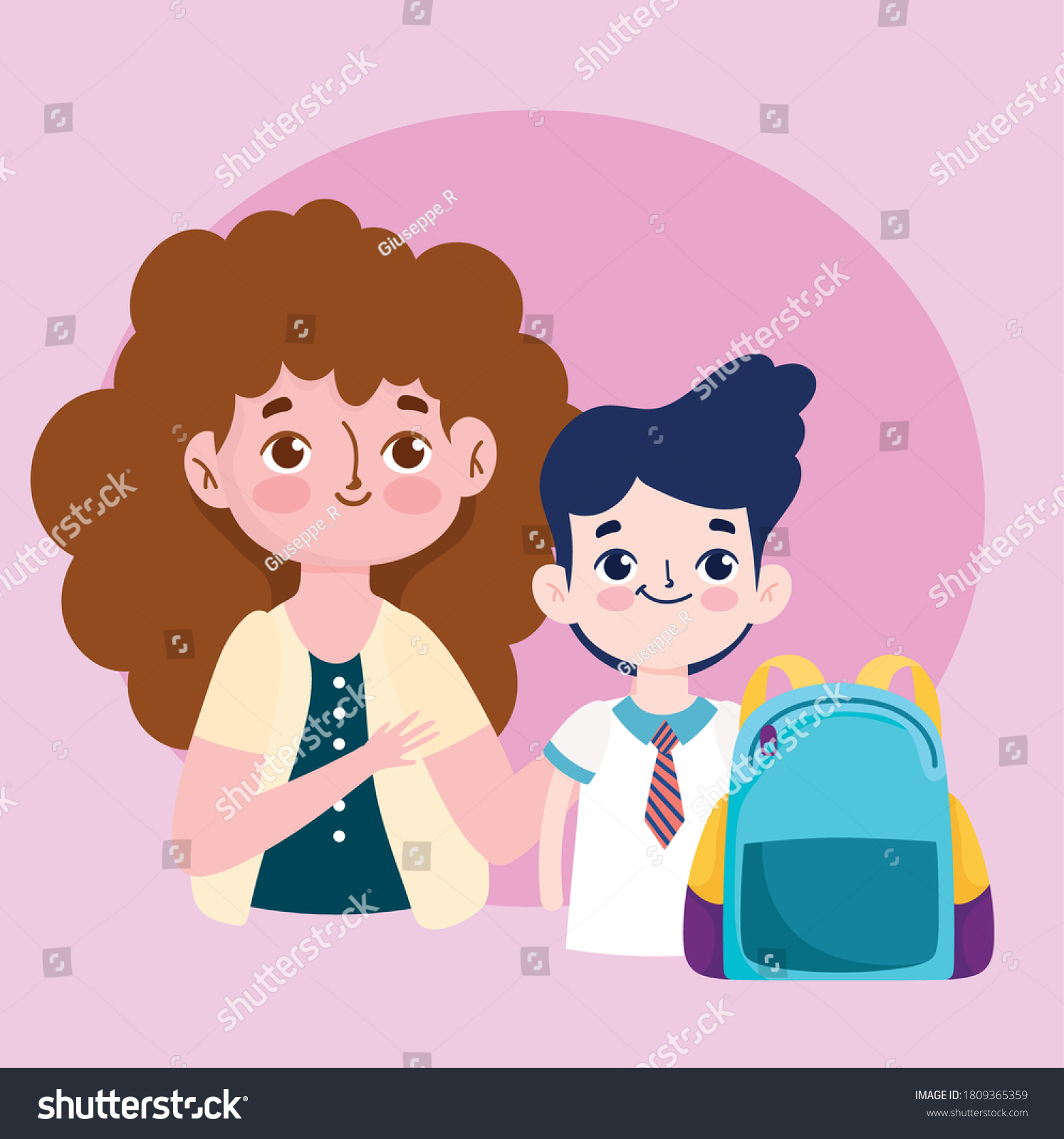 Happy Teachers Day Teacher Student Boy Stock Vector (Royalty Free ...