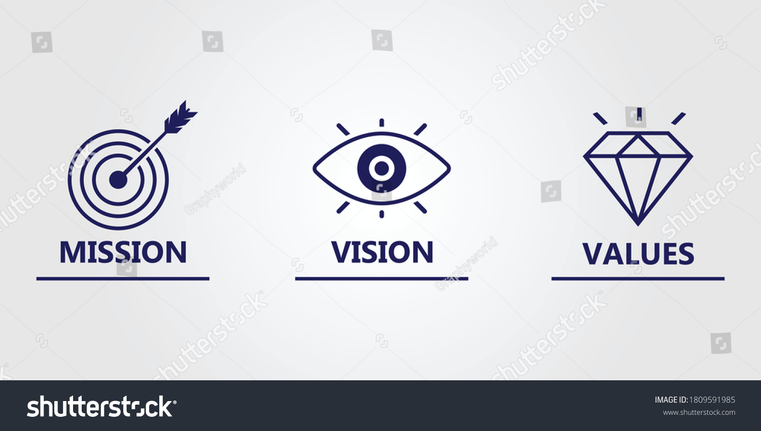 Mission Vision Values Line Art Icon Stock Vector (Royalty Free ...