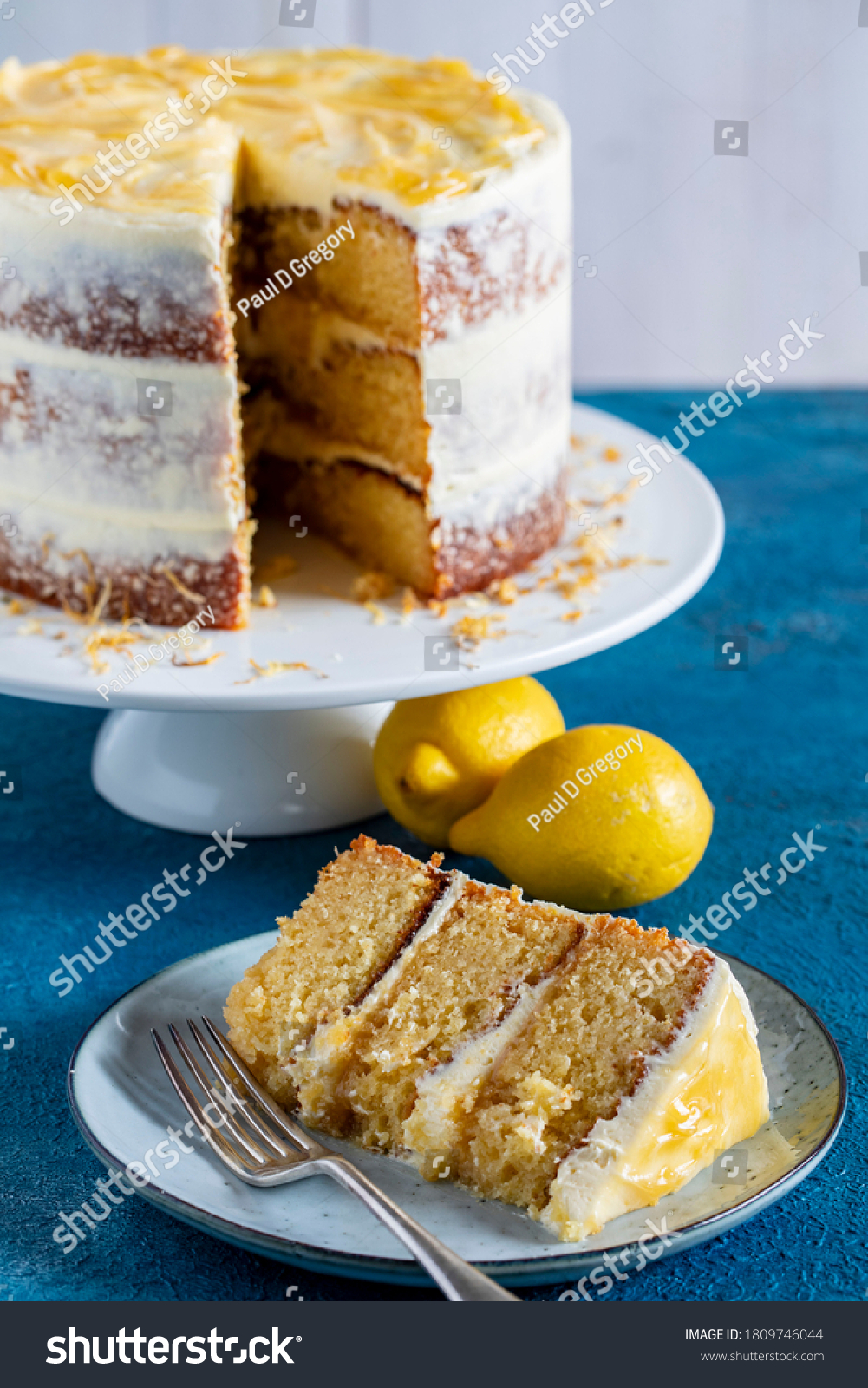 Naked Lemon Cake On Cake Stand Stock Photo Shutterstock