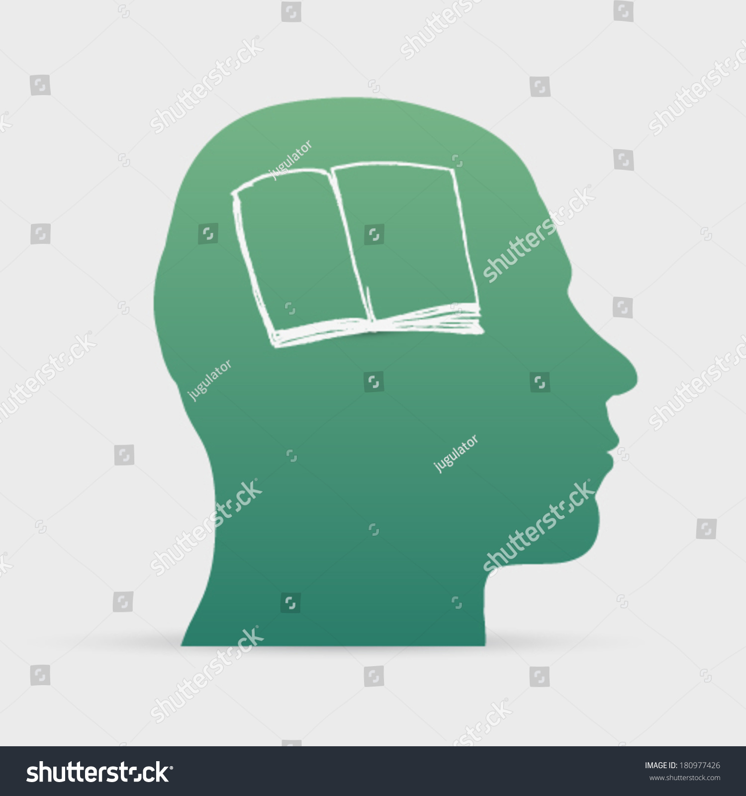 Human Head Hand Drawn Open Book Stock Vector (Royalty Free) 180977426 ...