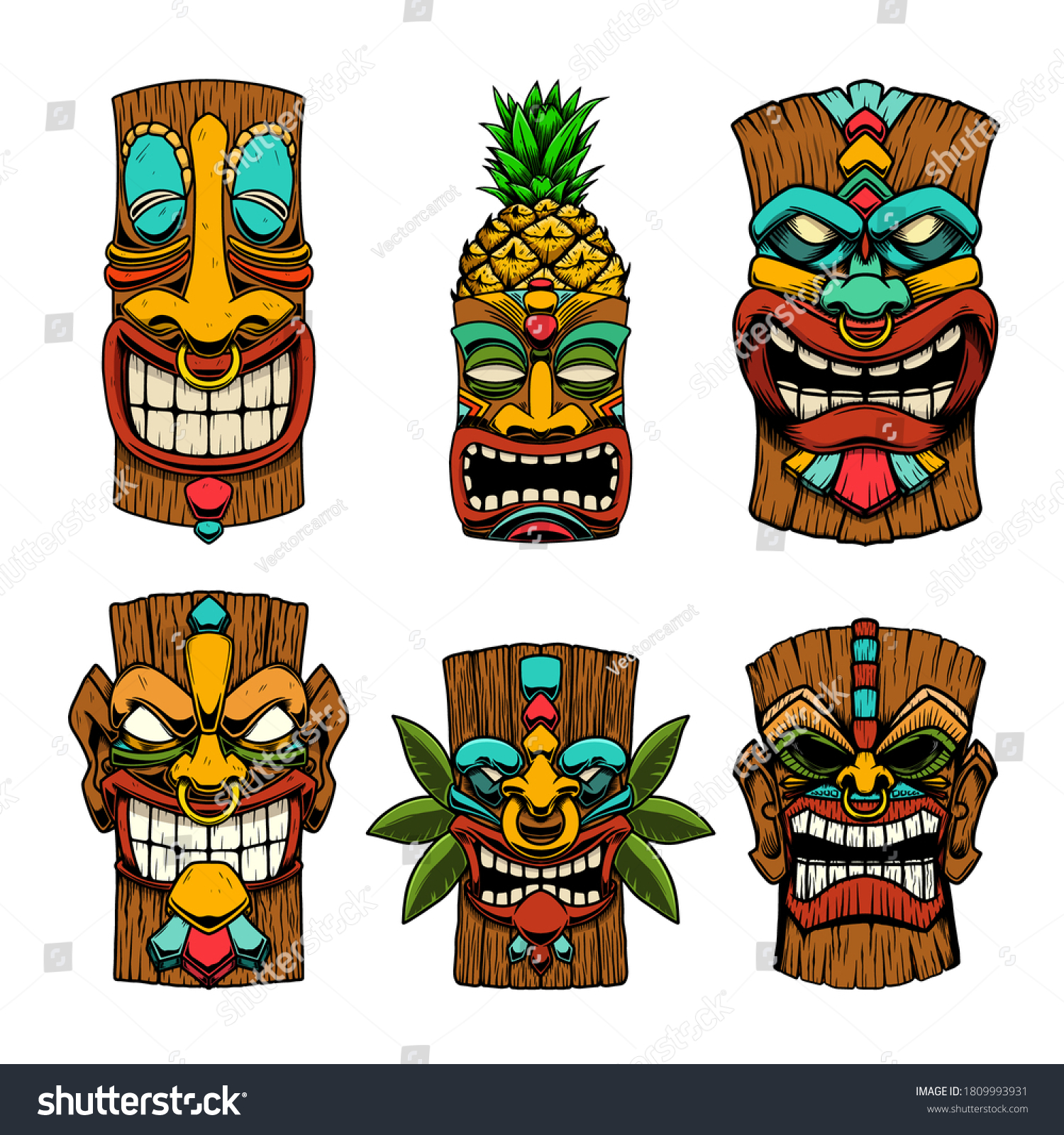 Illustrations Tiki Tribal Wooden Mask Design Stock Vector (Royalty Free ...