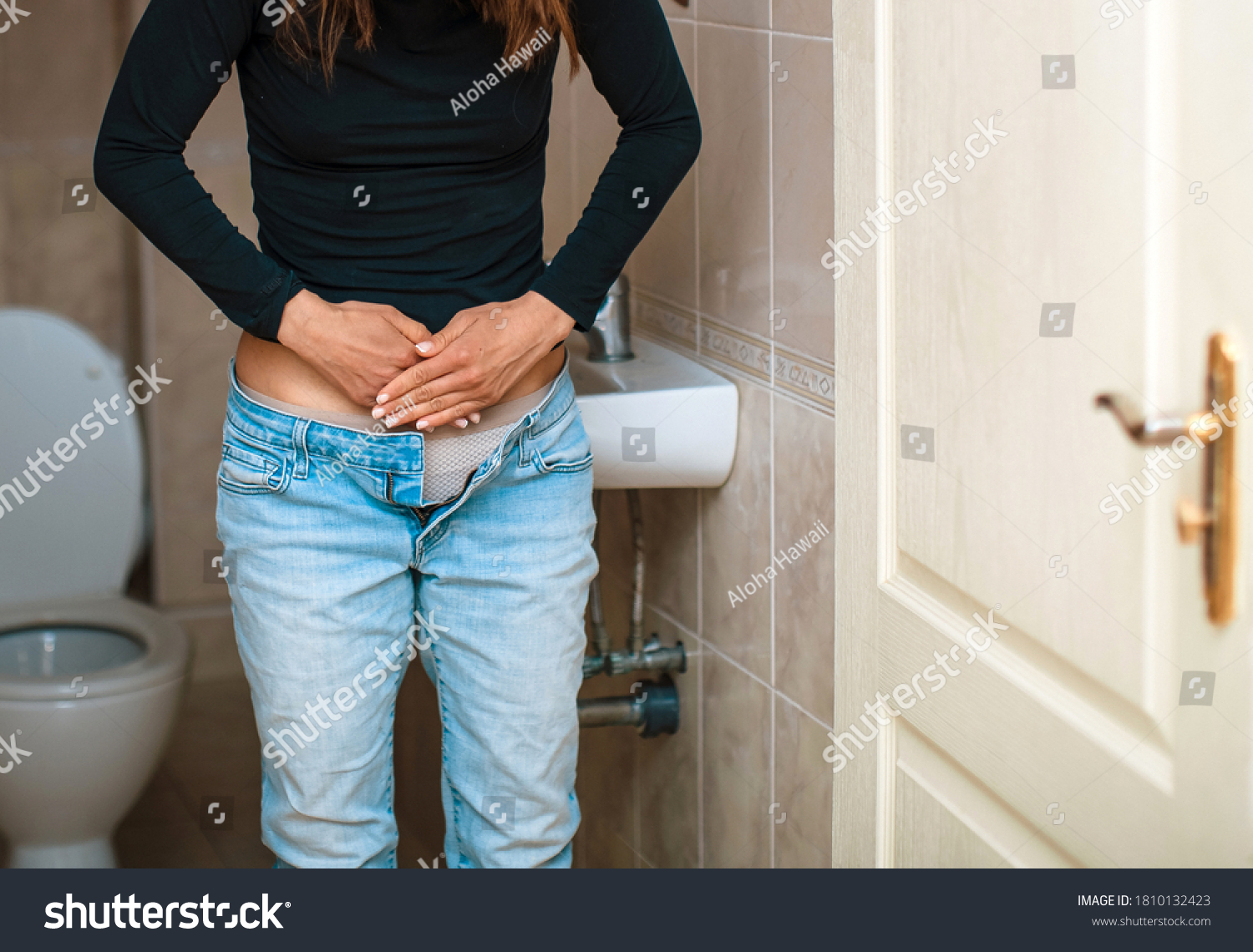 Pee Woman Urine Urgency Stock Photo