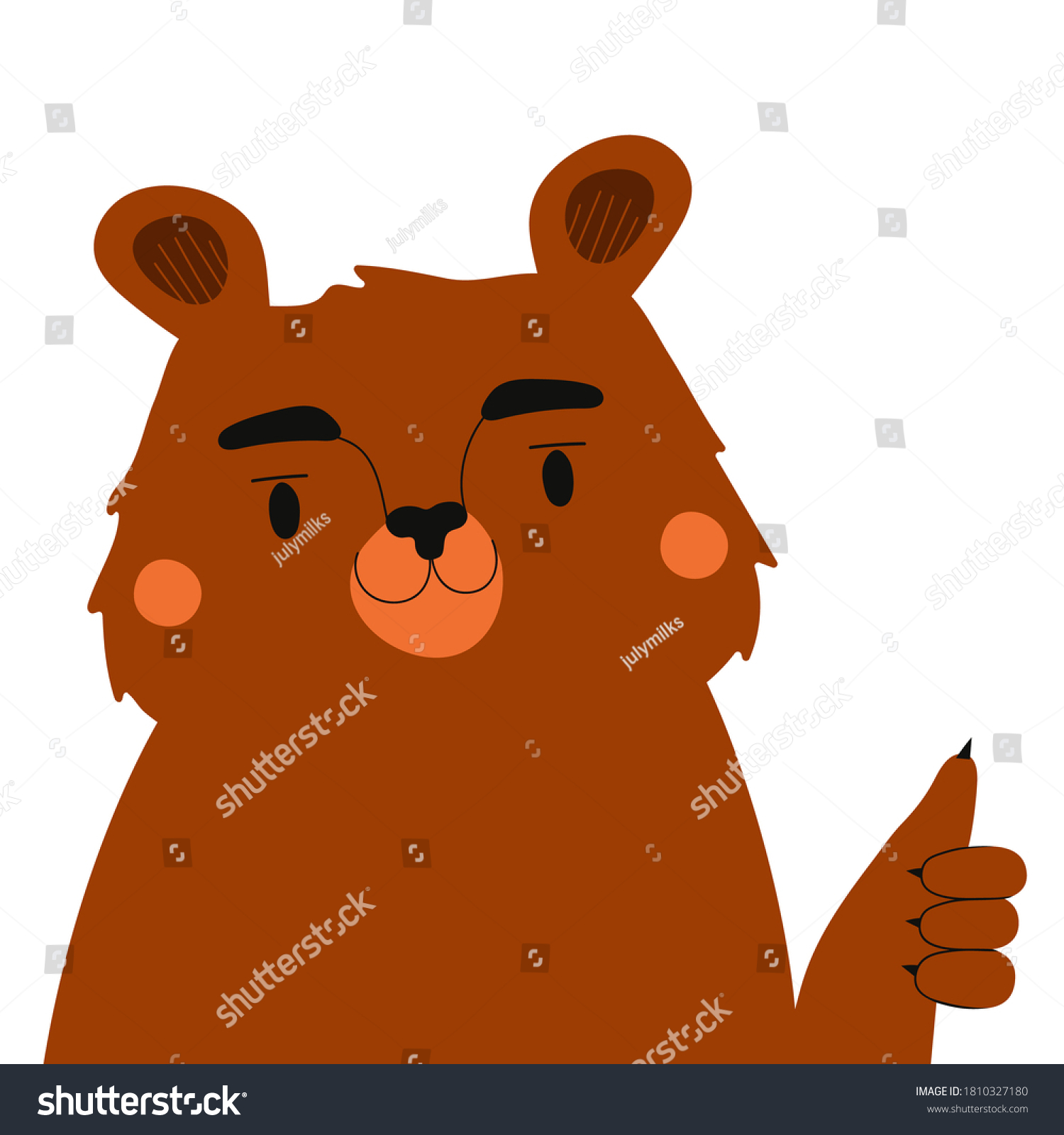 Vector Illustration Funny Brown Bear Showing Stock Vector Royalty Free 1810327180 Shutterstock