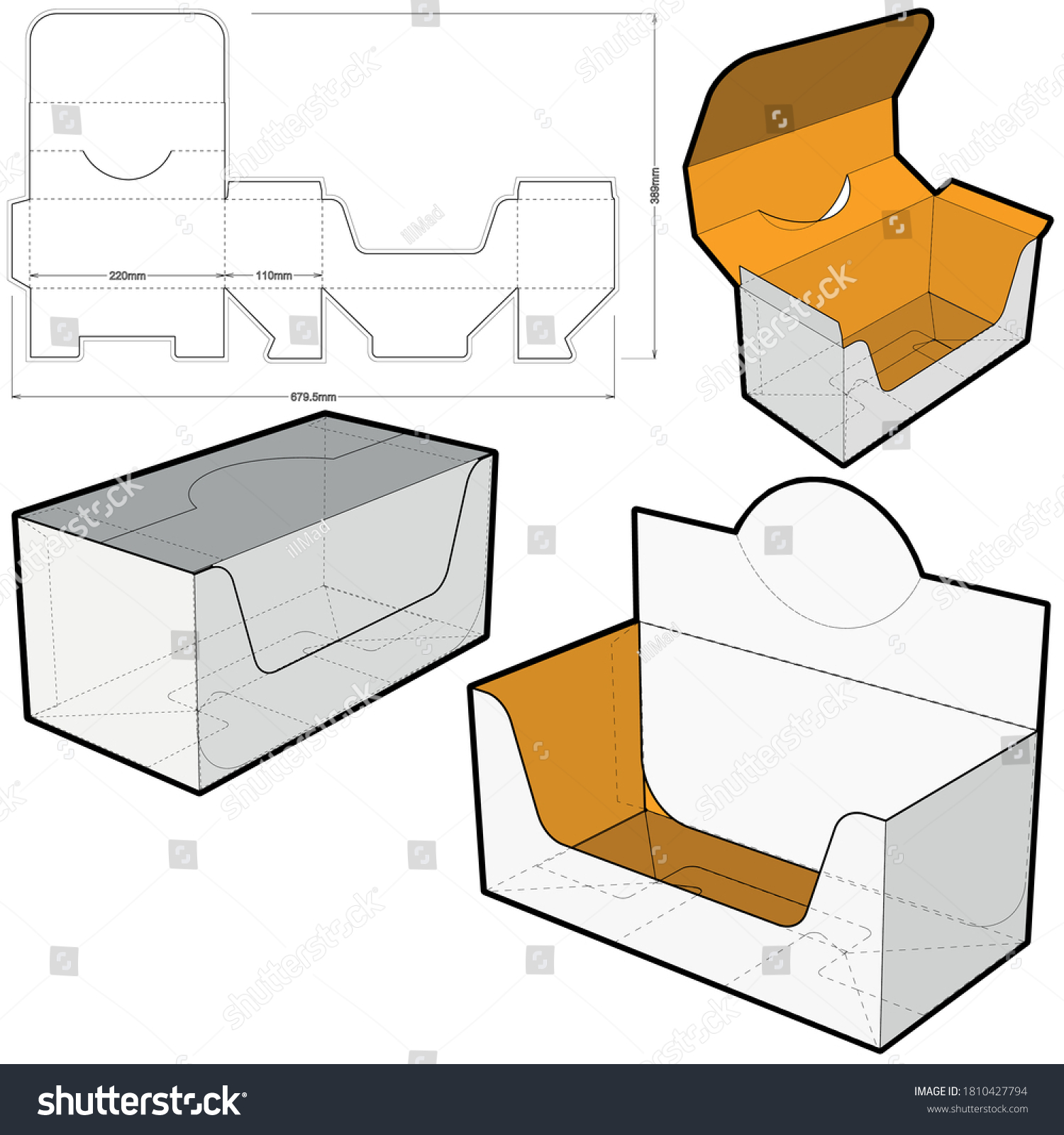 Counter Display Stand Internal Measurement 22x11x10 Stock Vector ...