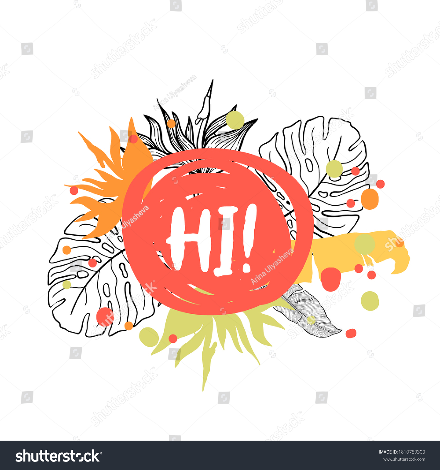 Tropical Plant Nature Setline Art Hand Stock Vector Royalty Free 1810759300 Shutterstock 7068