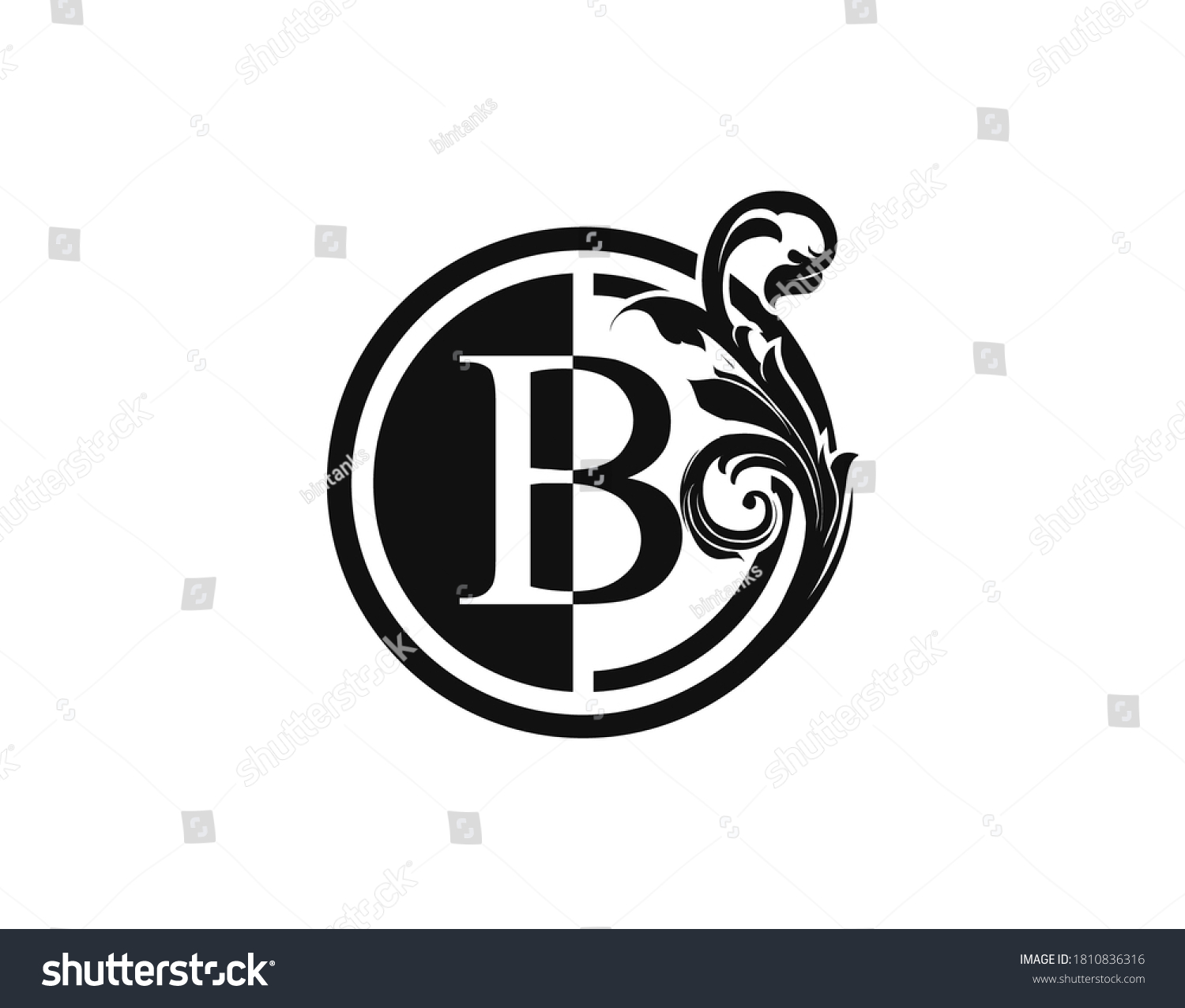 Royal Circle B Letter Floral Logo Stock Vector (Royalty Free ...