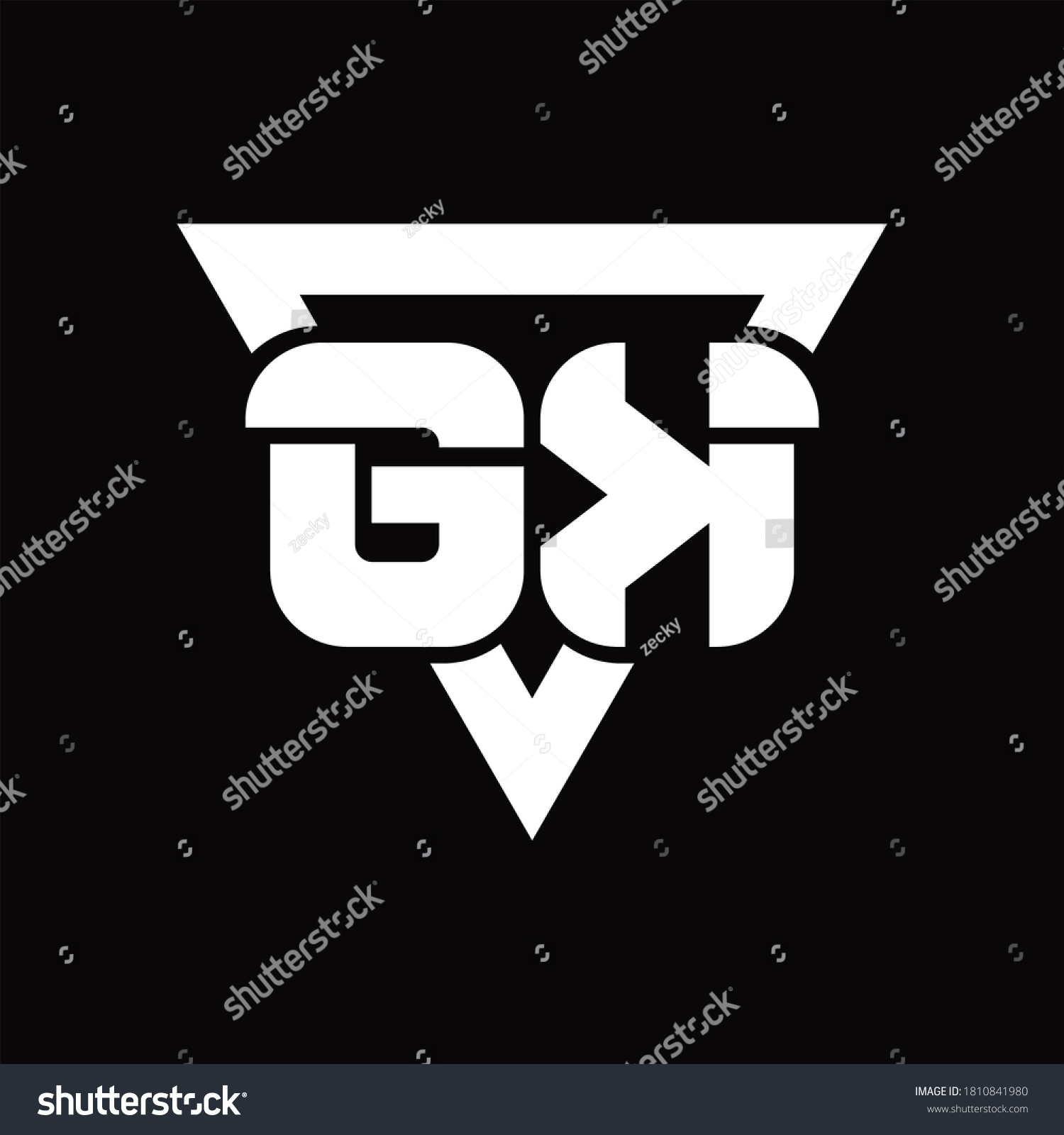 Gk Logo Monogram Triangle Shape Rounded Stock Vector (royalty Free 