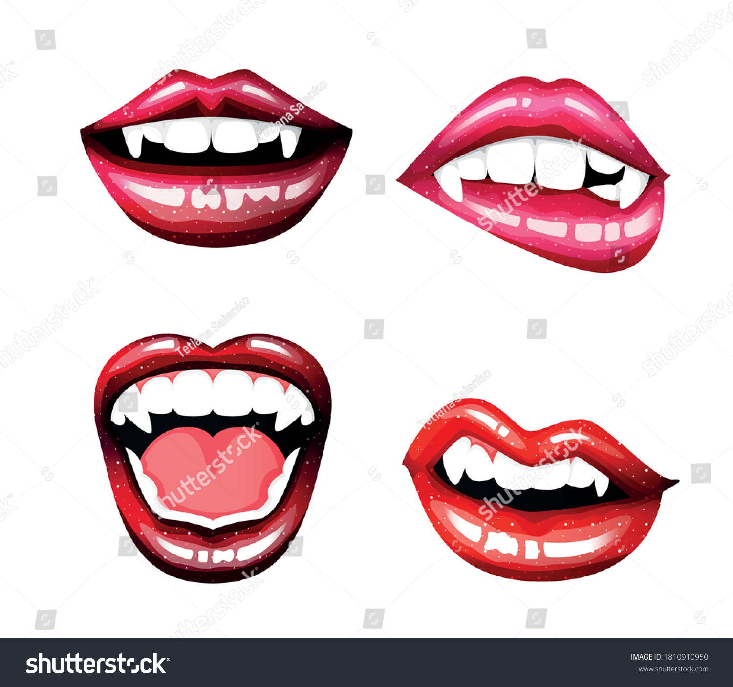 Vector Vampire Halloween Sexy Lips Fangs Stock Vector (Royalty Free ...