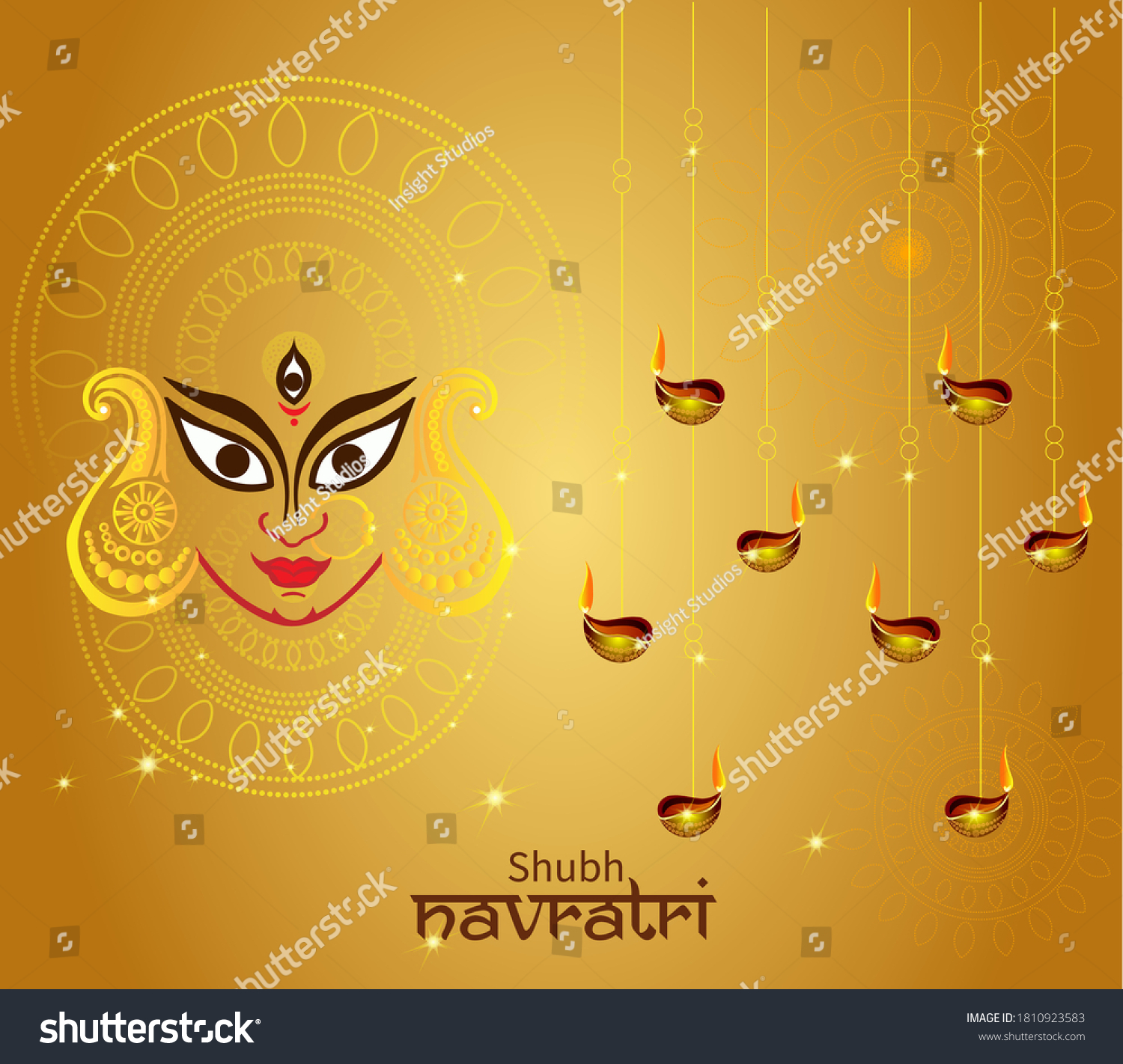 Illustration Durga Puja Happy Navratri Beautiful Stock Vector (Royalty ...