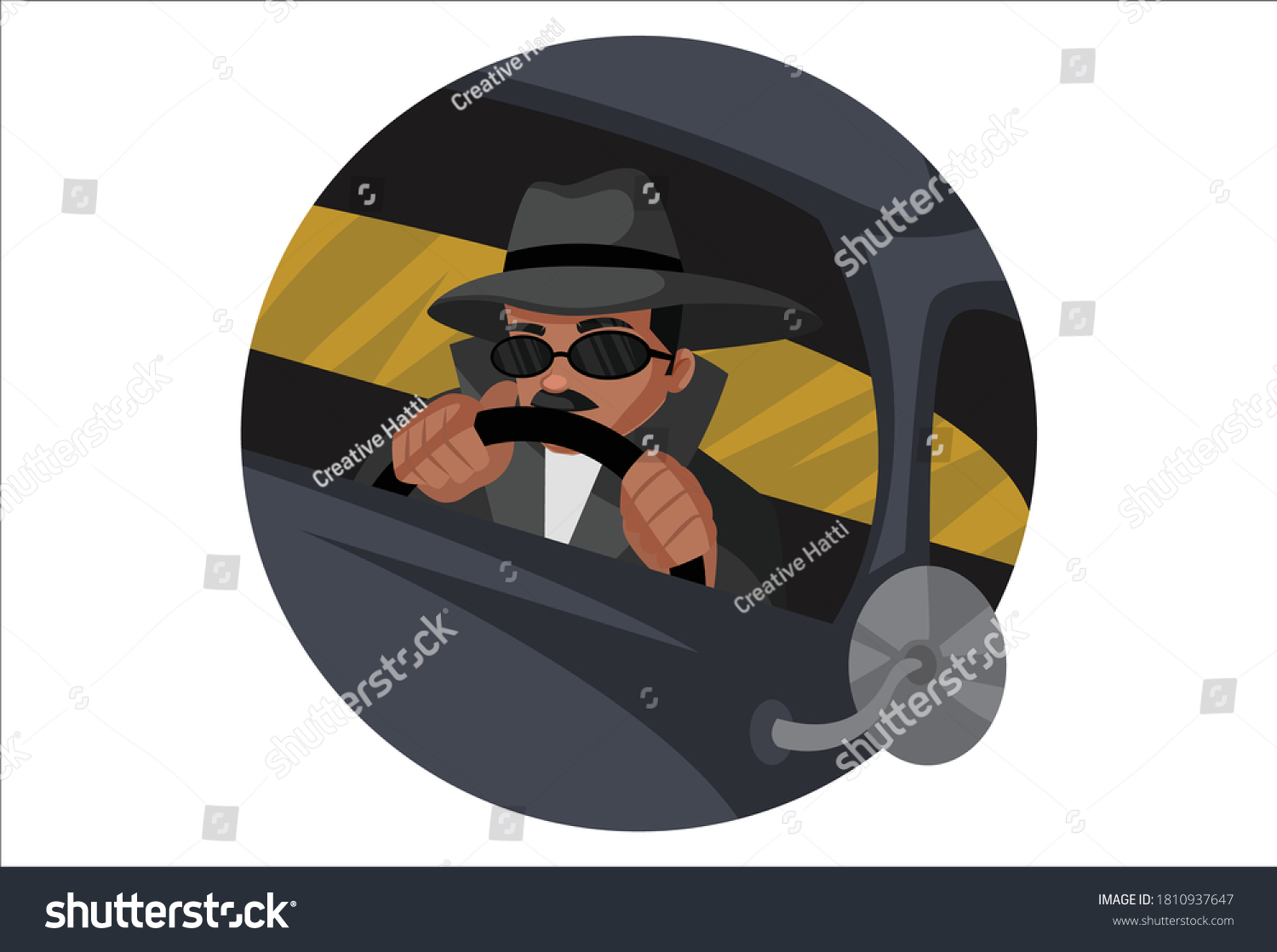 Detective Driving Car Vector Graphic Illustration Stock Vector (Royalty ...