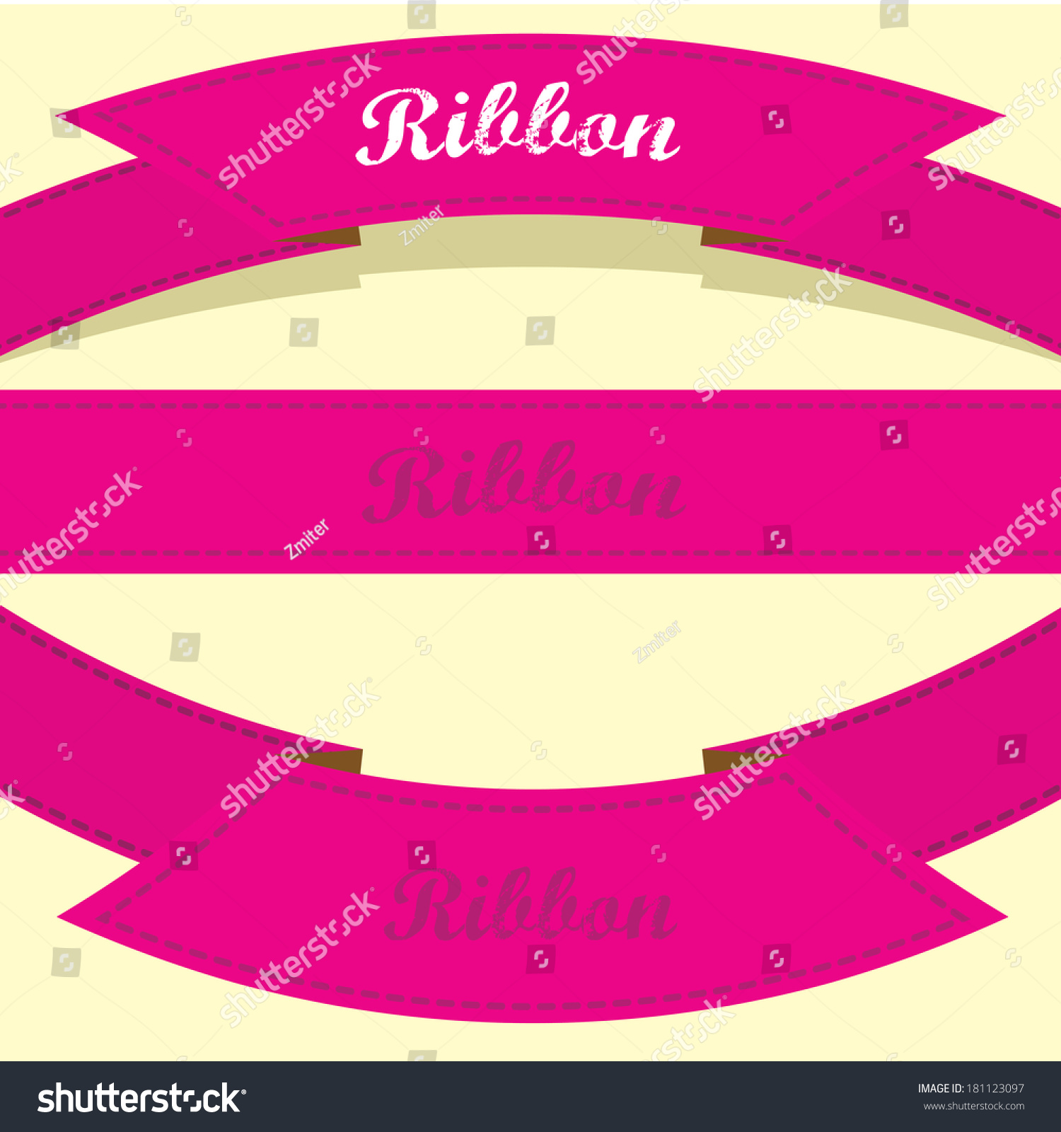 Set Retro Pink Ribbons Labels Vector Stock Vector Royalty Free 181123097 Shutterstock 0173