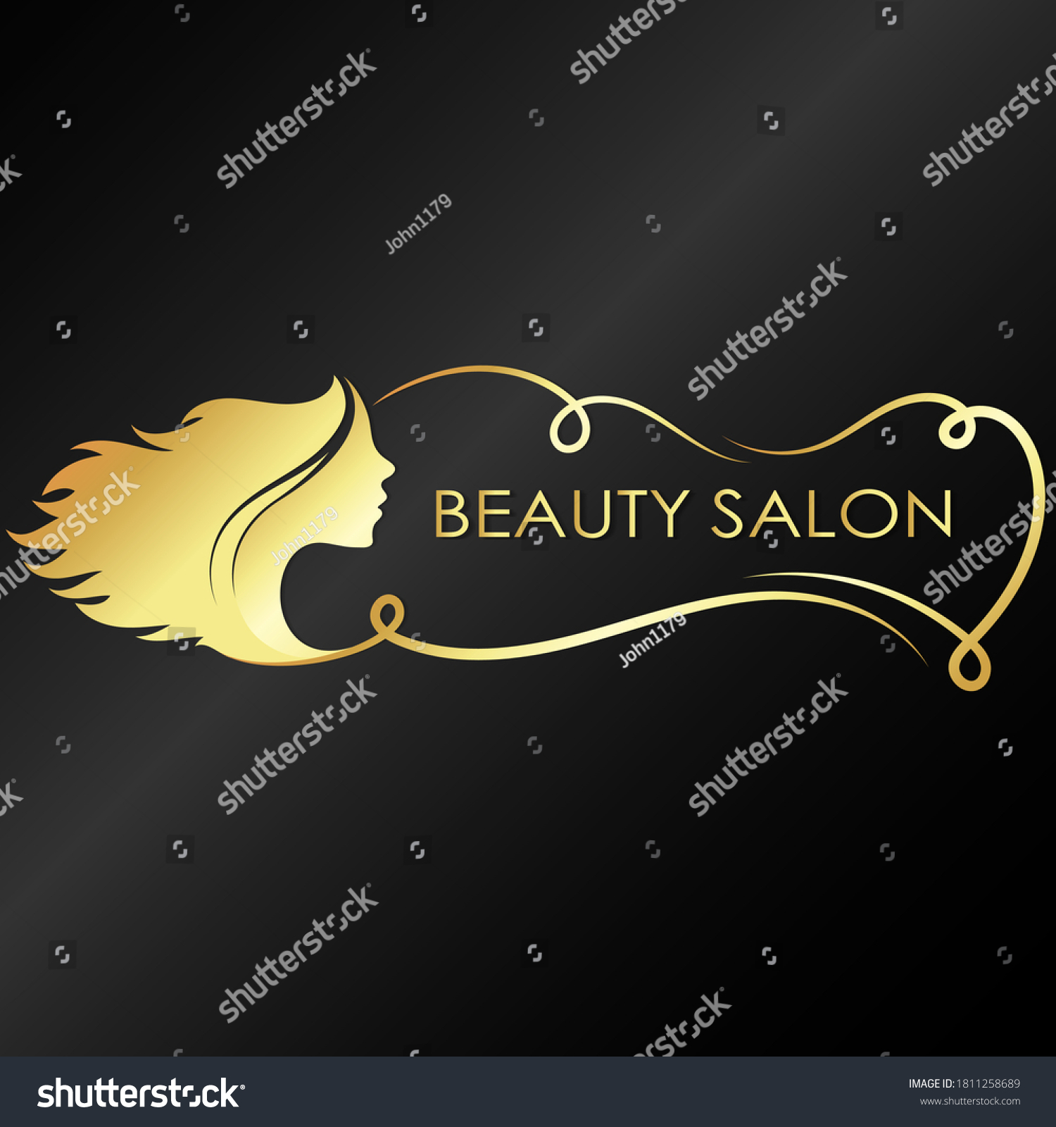 Beauty Salon Golden Silhouette Stylish Girl Stock Vector (Royalty Free ...