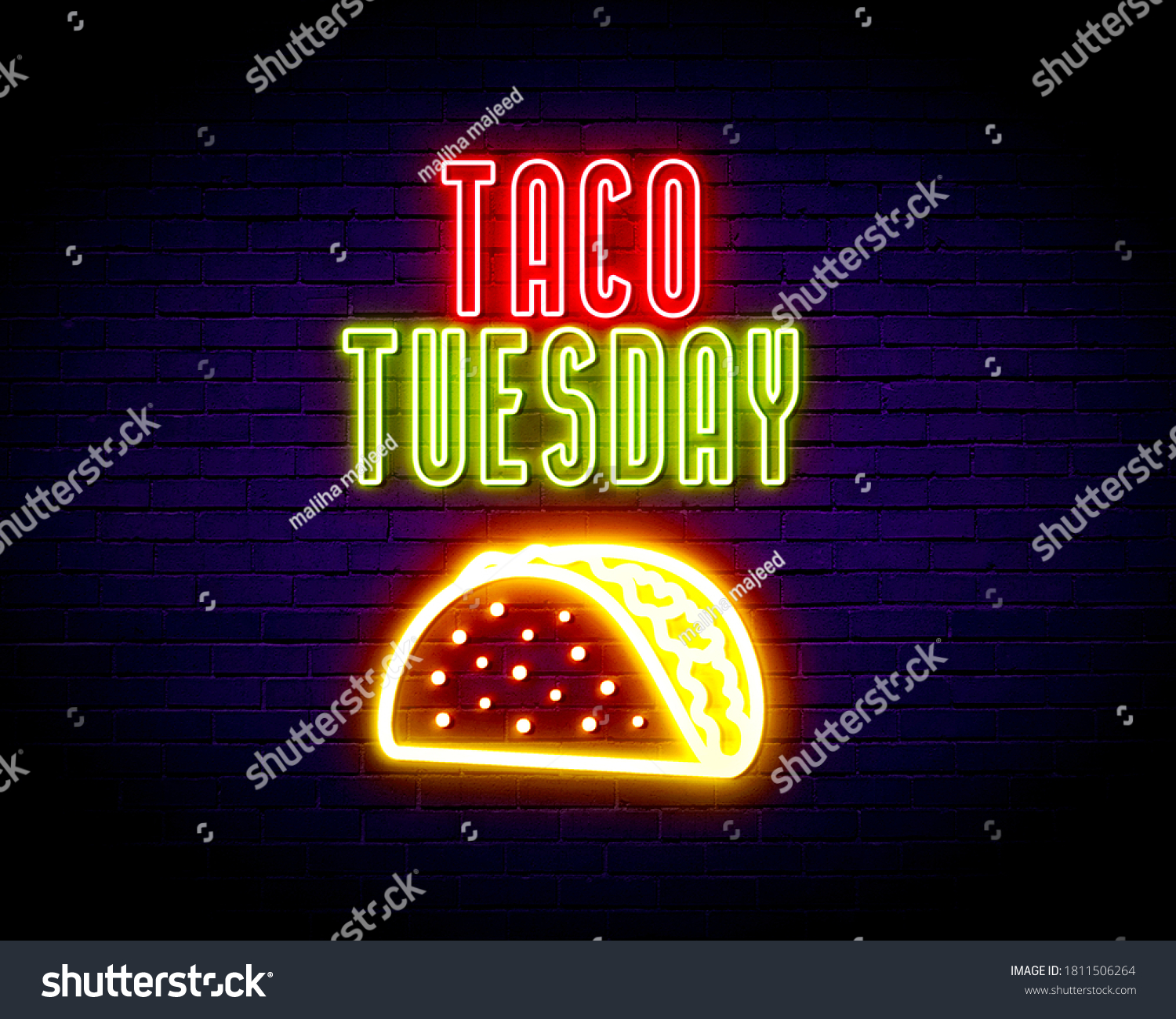 Traditional Taco Tuesday Neon Light Sign Stock Illustration 1811506264 ...