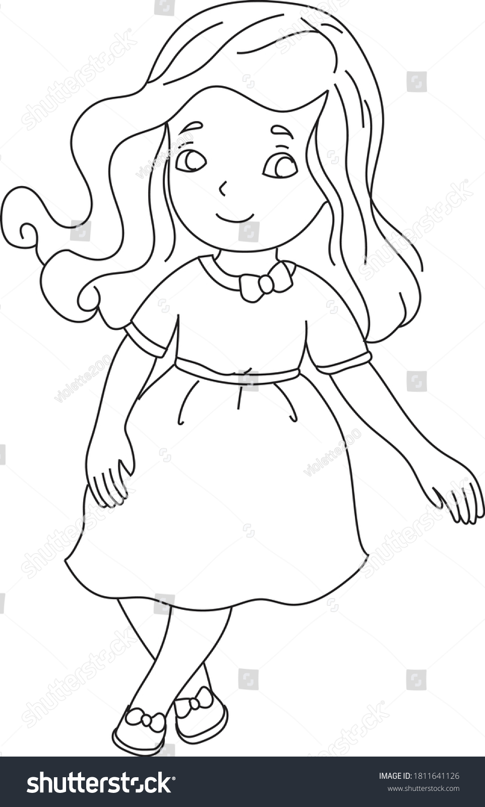 Little Girl Standing Beautiful Princess Girl Stock Vector (Royalty Free ...