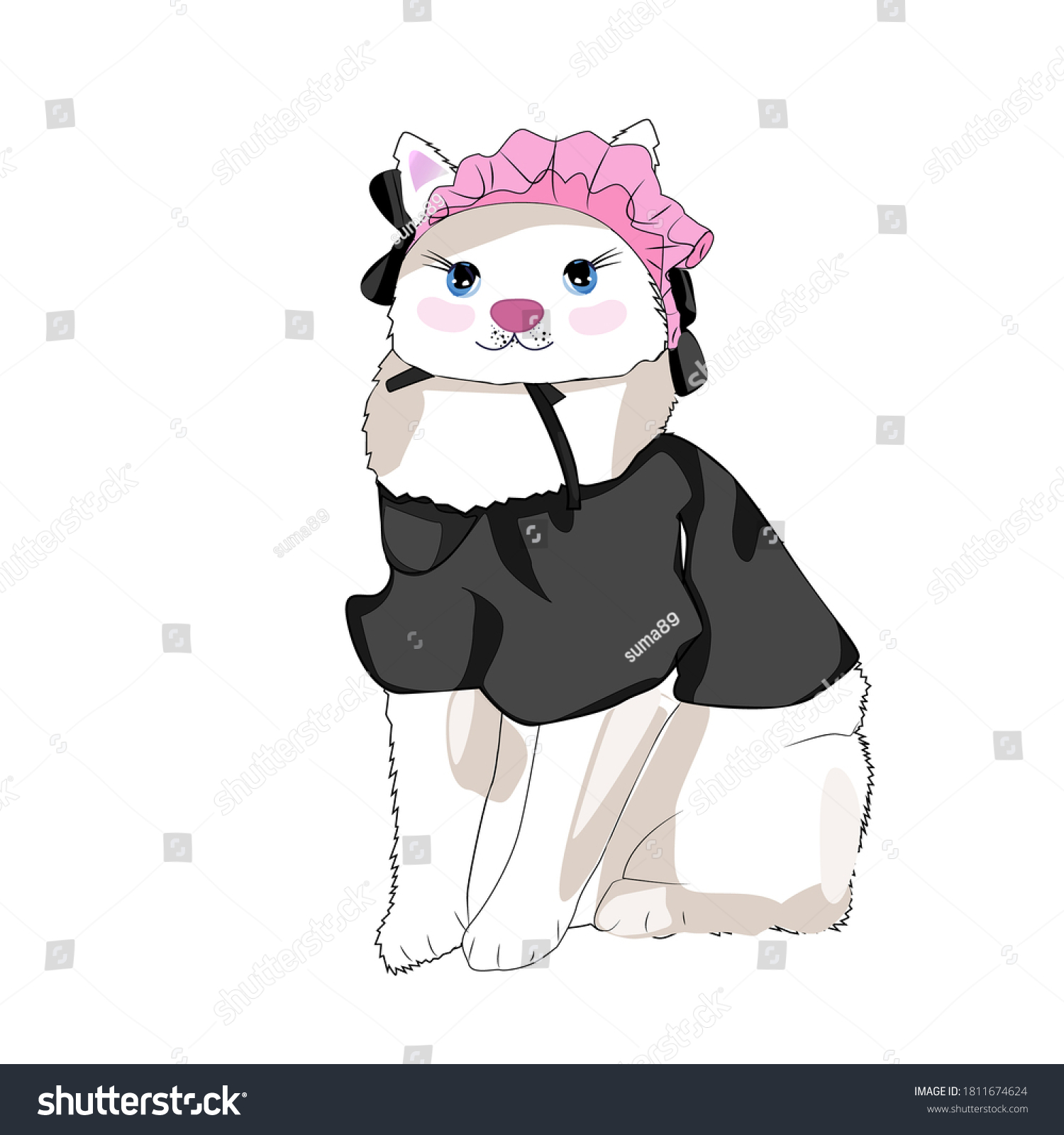 Cute Vector Girly Catmaid Catisolated On Stock Vector (Royalty Free) 181167...