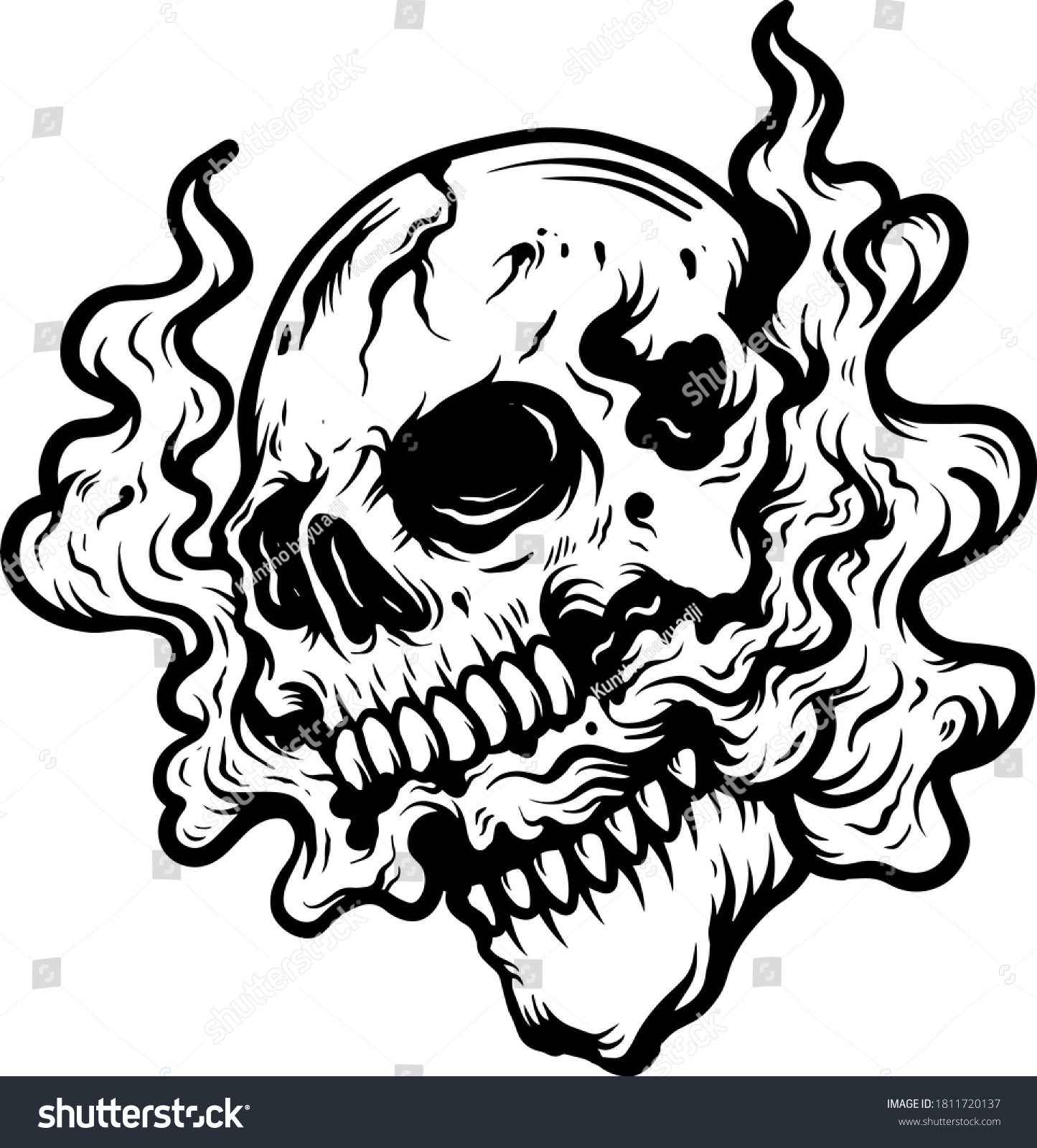 Skull Vector Smoke Cloud Stock Vector (royalty Free) 1811720137 