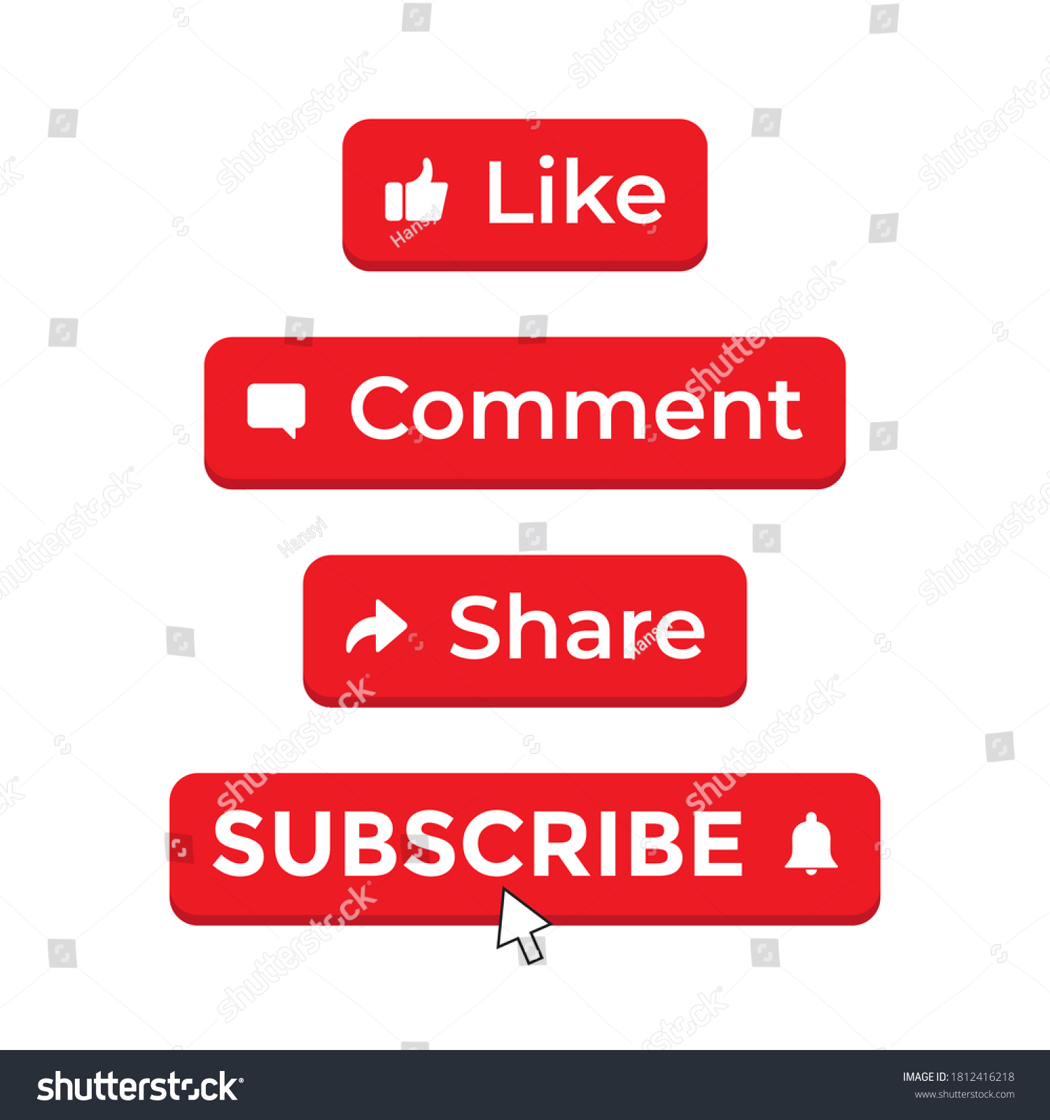 Button Icon Set Channel Like Comment Stock Vector (Royalty Free ...