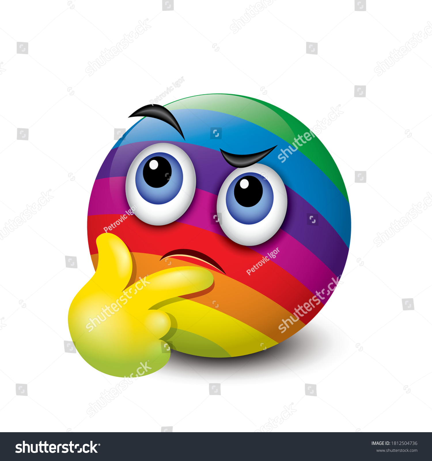 Rainbow Thinking Emoticon Question Face Emoji Stock Vector Royalty Free 1812504736 Shutterstock 7474