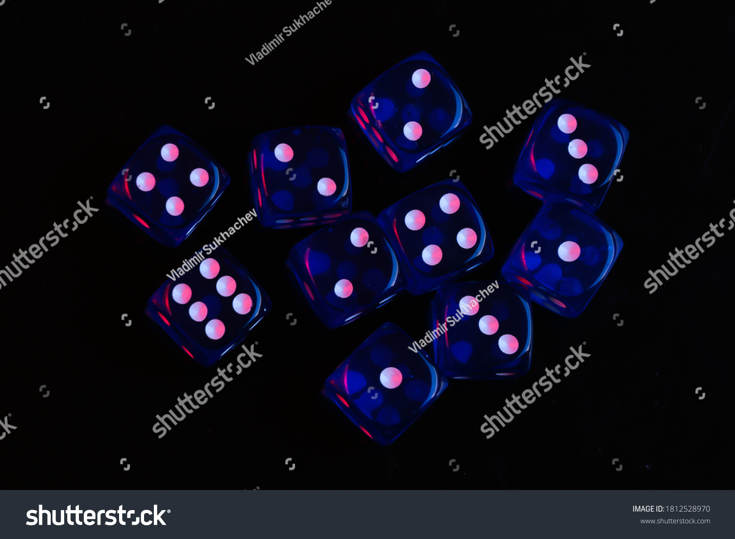 Dice On Black Background Red Blue Stock Photo 1812528970 | Shutterstock