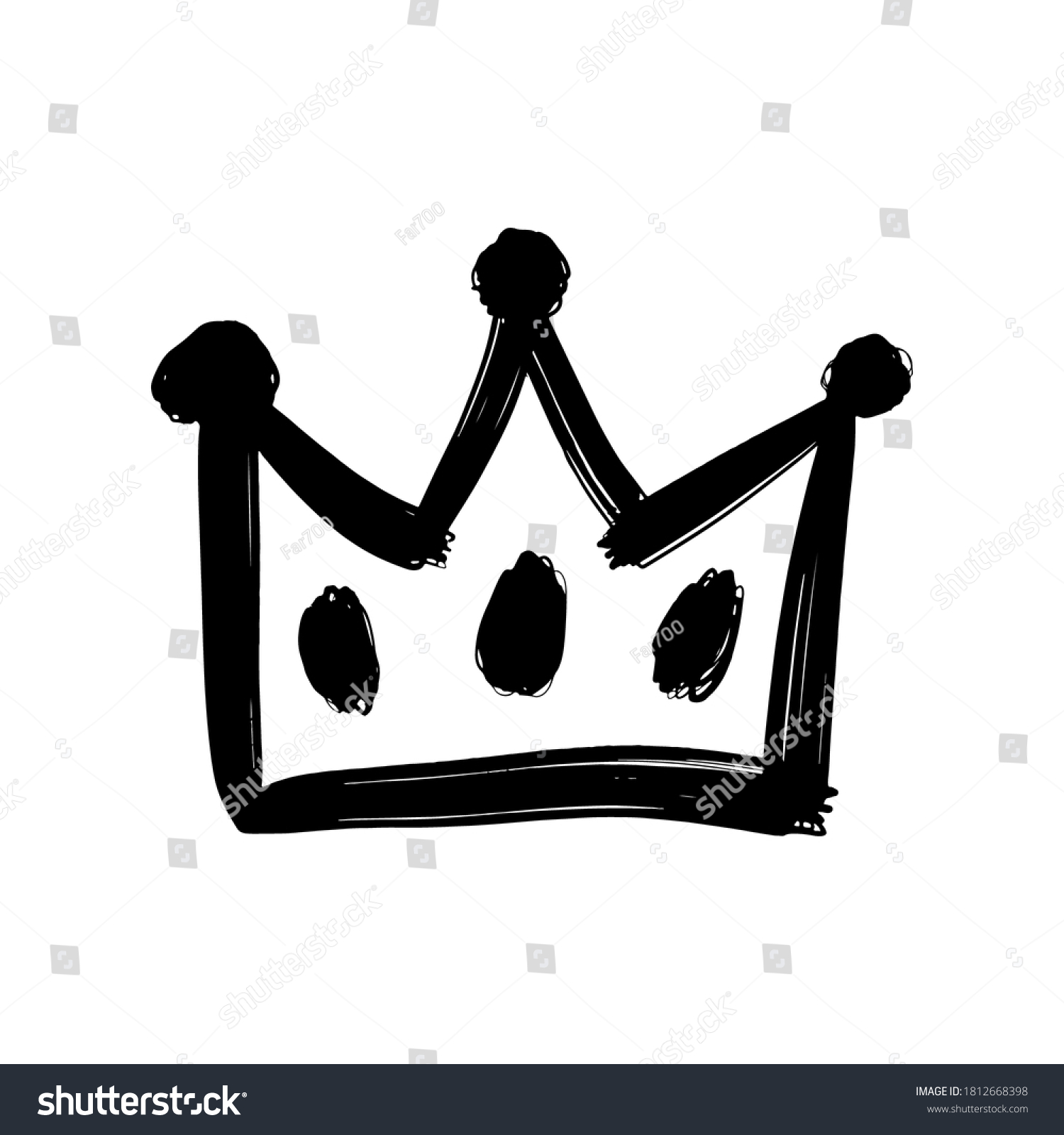 Crown Icon Ink Outline Sketch Drawing Stock Vector (Royalty Free ...