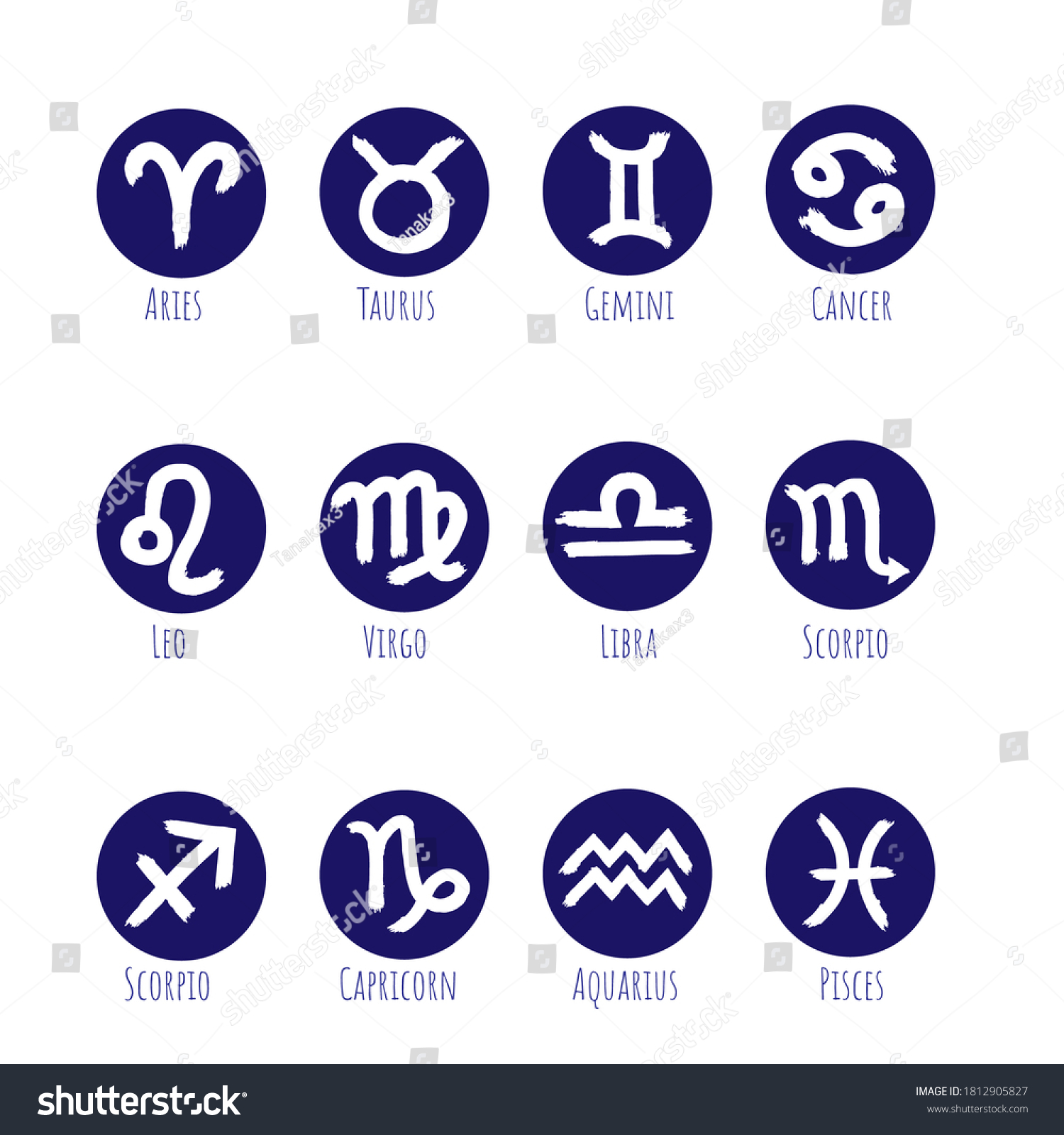 Set Zodiac Signsvector Illustration Stock Vector (Royalty Free ...