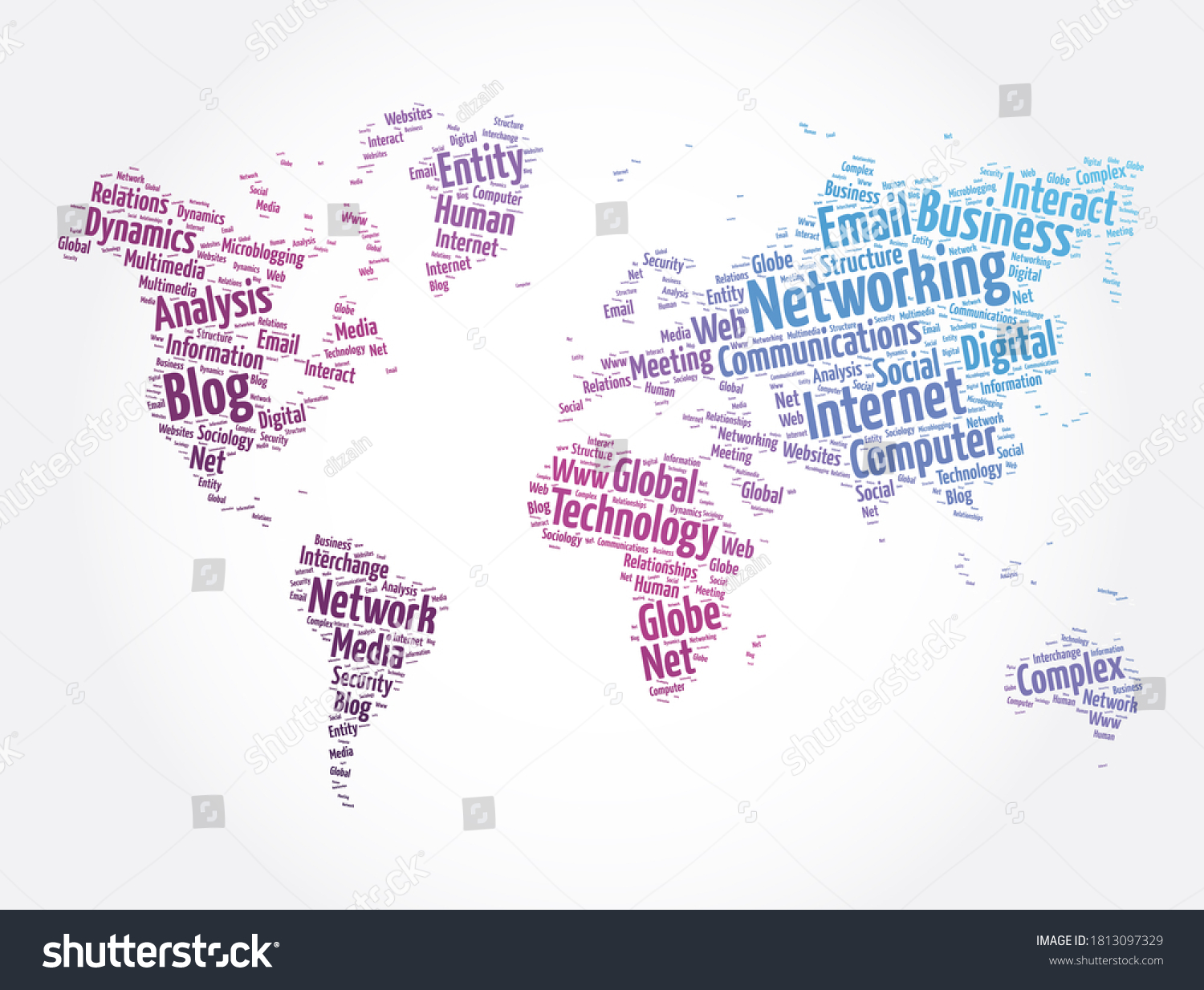 Networking Word Cloud Shape World Map Stock Illustration 1813097329 ...