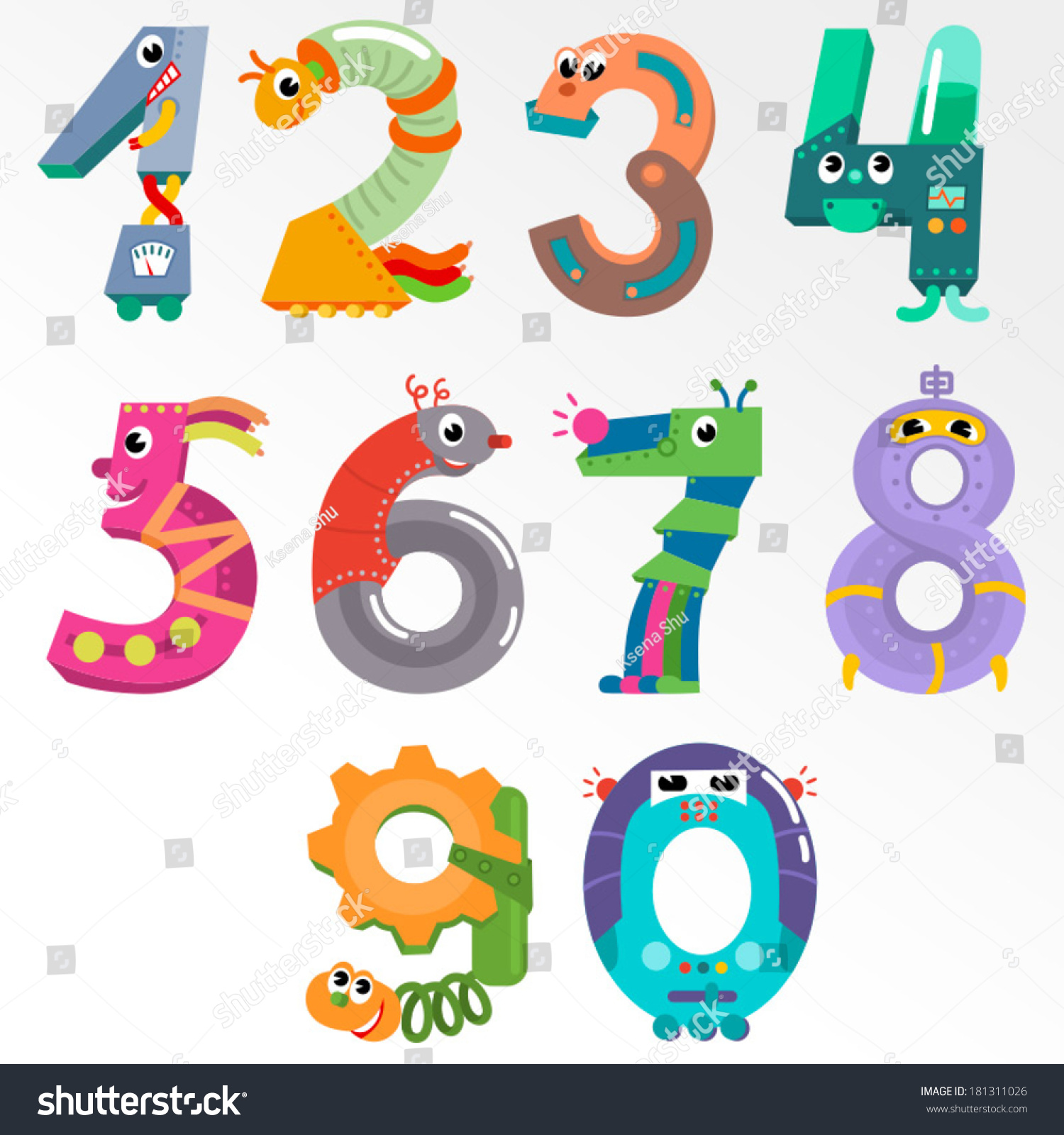 Numbers Like Robots Solid Fill Illustration Stock Vector (Royalty Free ...