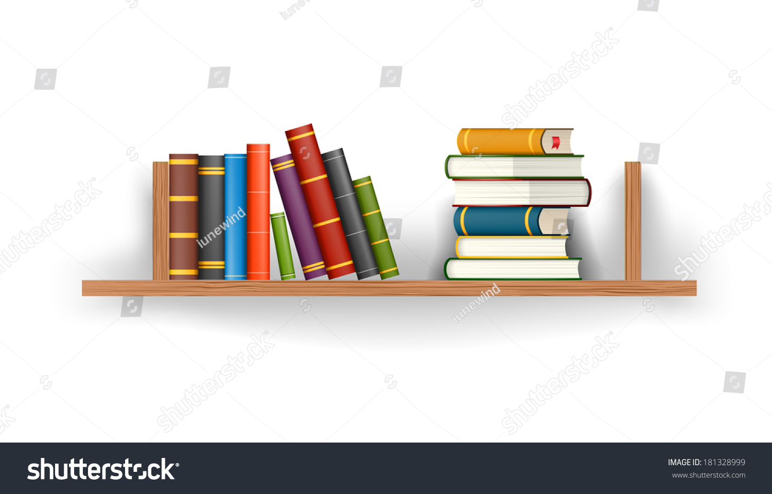 Полка с книгами на белом фоне