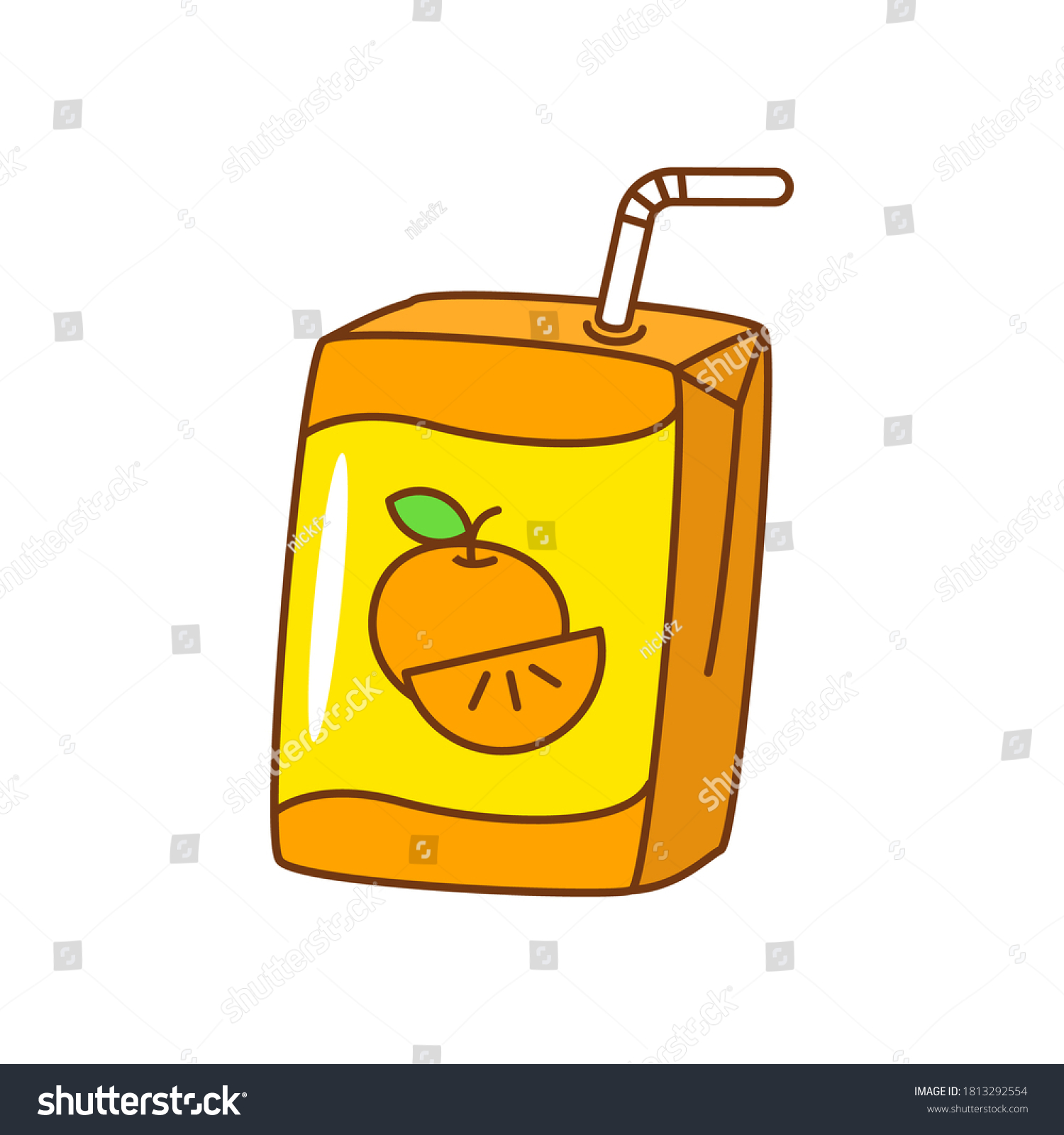 Orange Juice Small Box Package Straw Stock Vector (Royalty Free ...