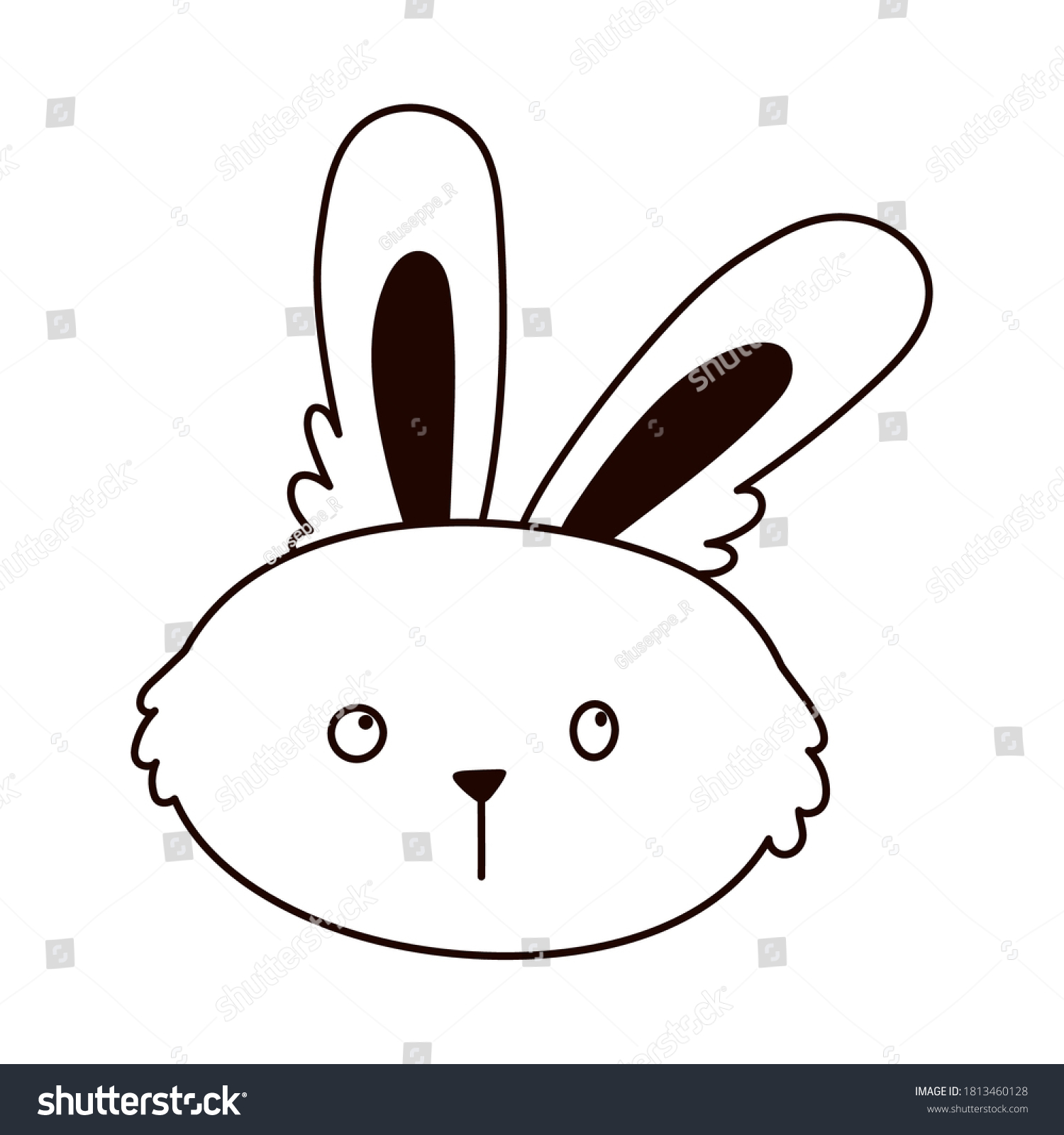 Cute Face Rabbit Animal Cartoon Isolated Stock Vector (Royalty Free ...