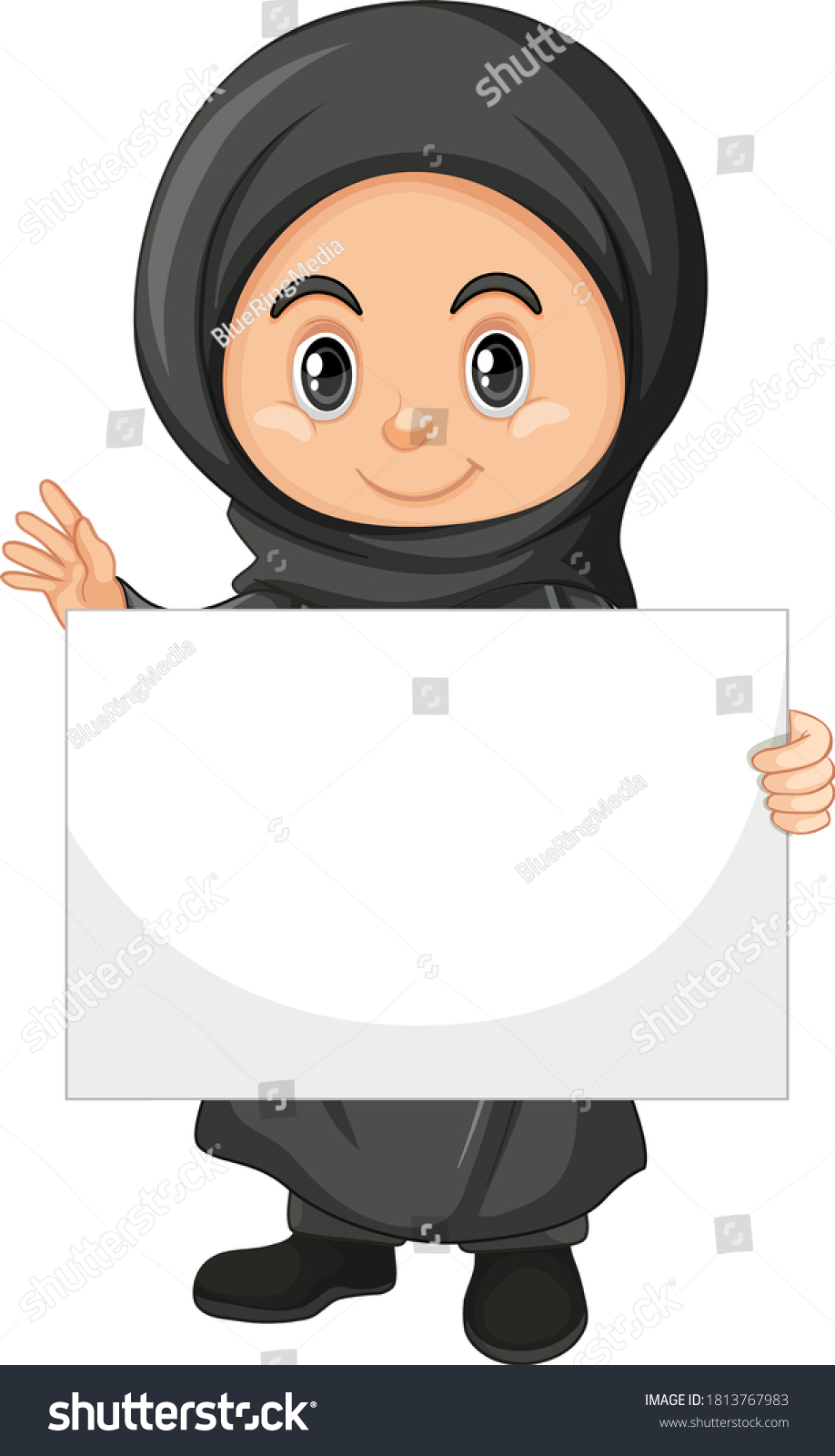 Cute Young Girl Cartoon Character Holding Stock Vector (Royalty Free ...