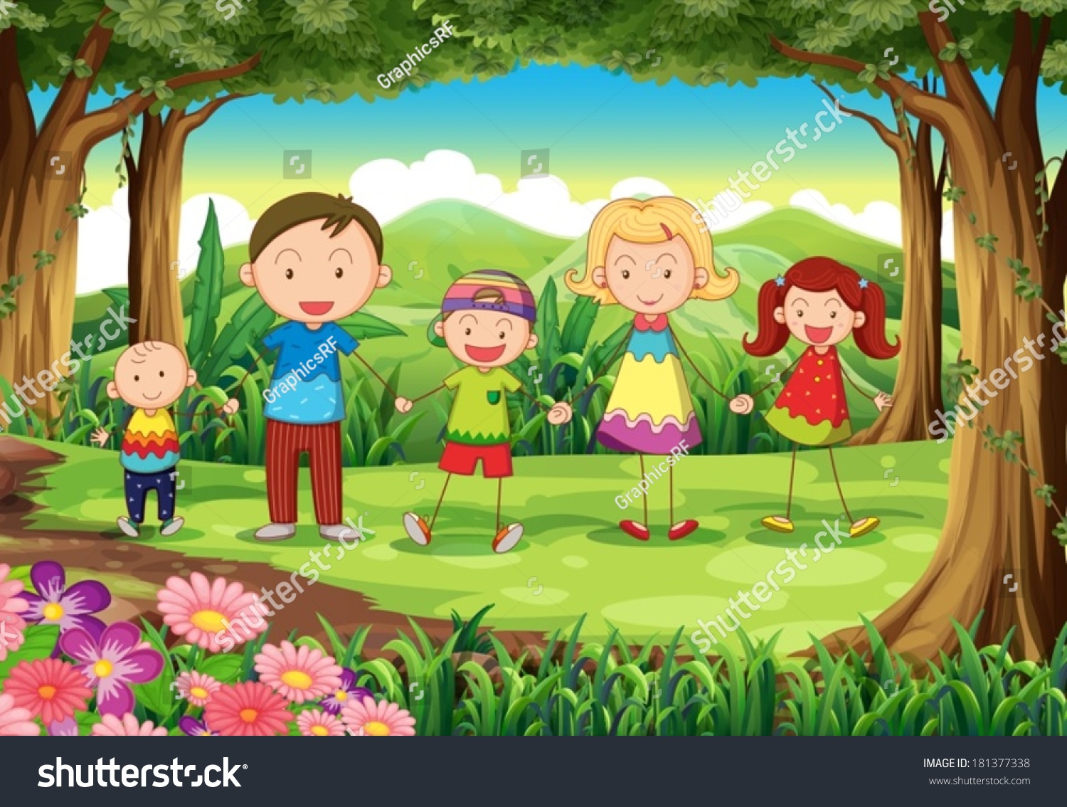 Illustration Family Jungle Stock Vector (Royalty Free) 181377338 ...