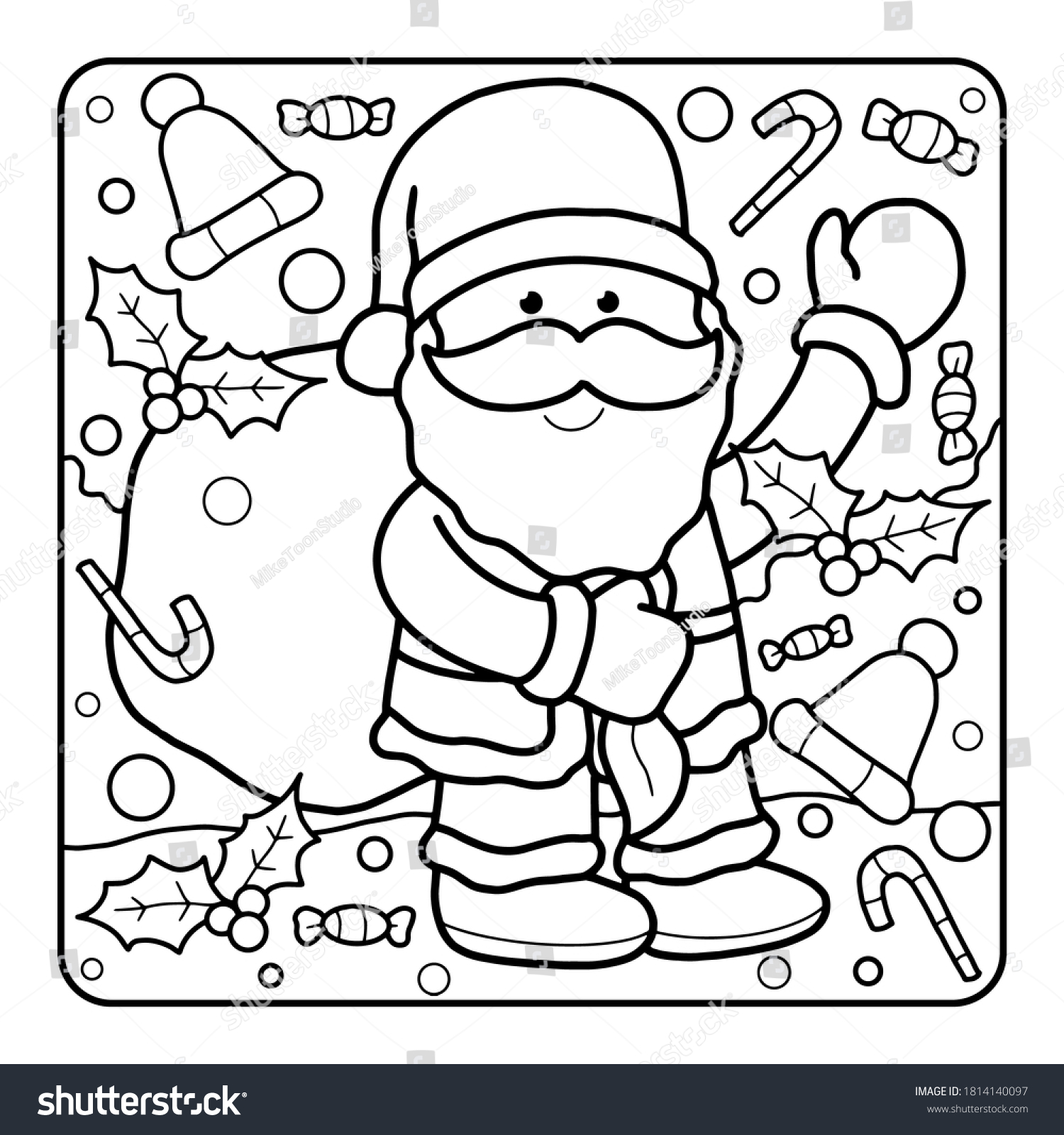 Christmas Coloring Page Kids Stock Illustration 1814140097 | Shutterstock