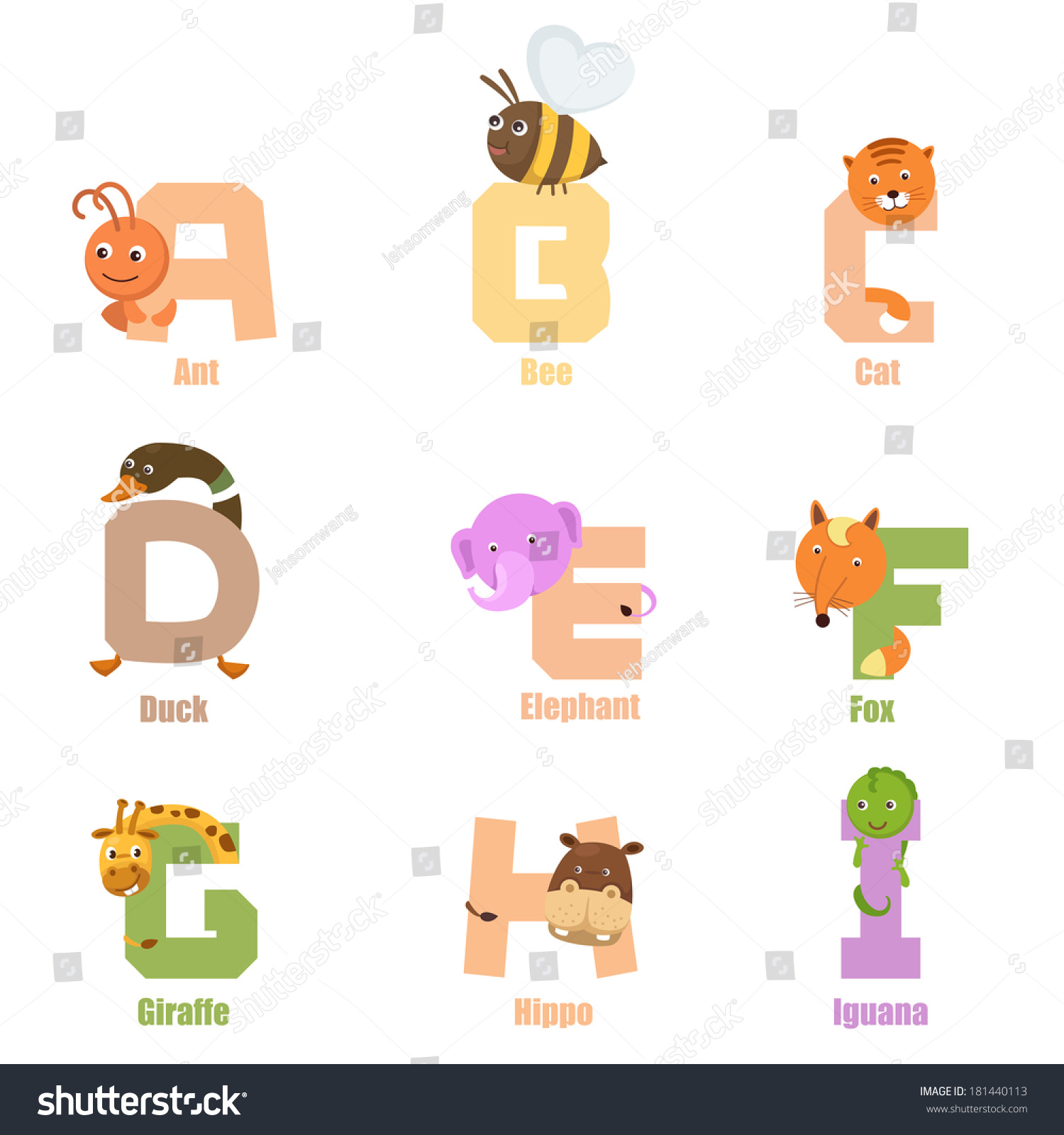 Alphabet Animal Ai Stock Vector (Royalty Free) 181440113 | Shutterstock