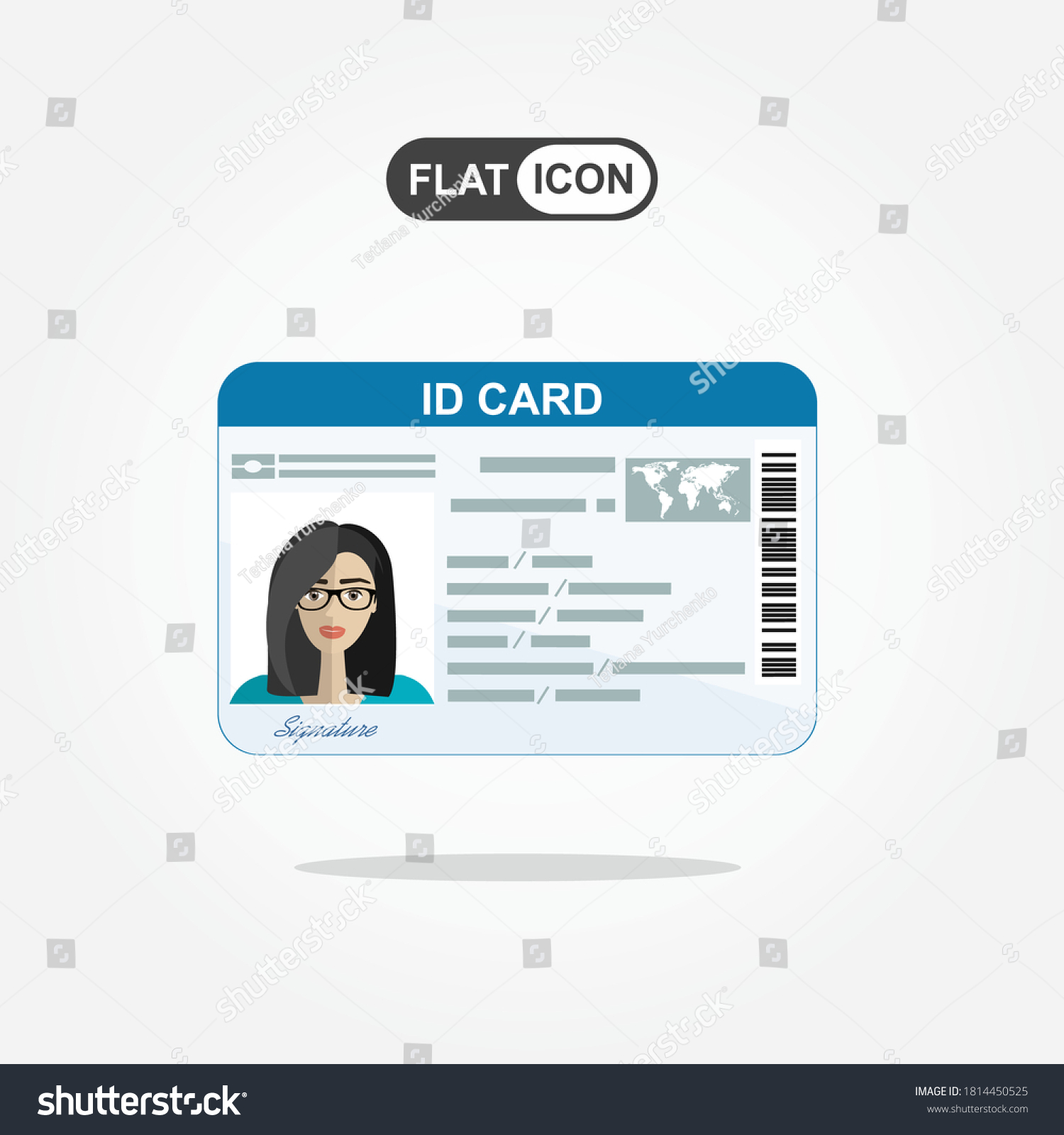 Id Card Flat Design Style Stock Vector (Royalty Free) 1814450525 ...