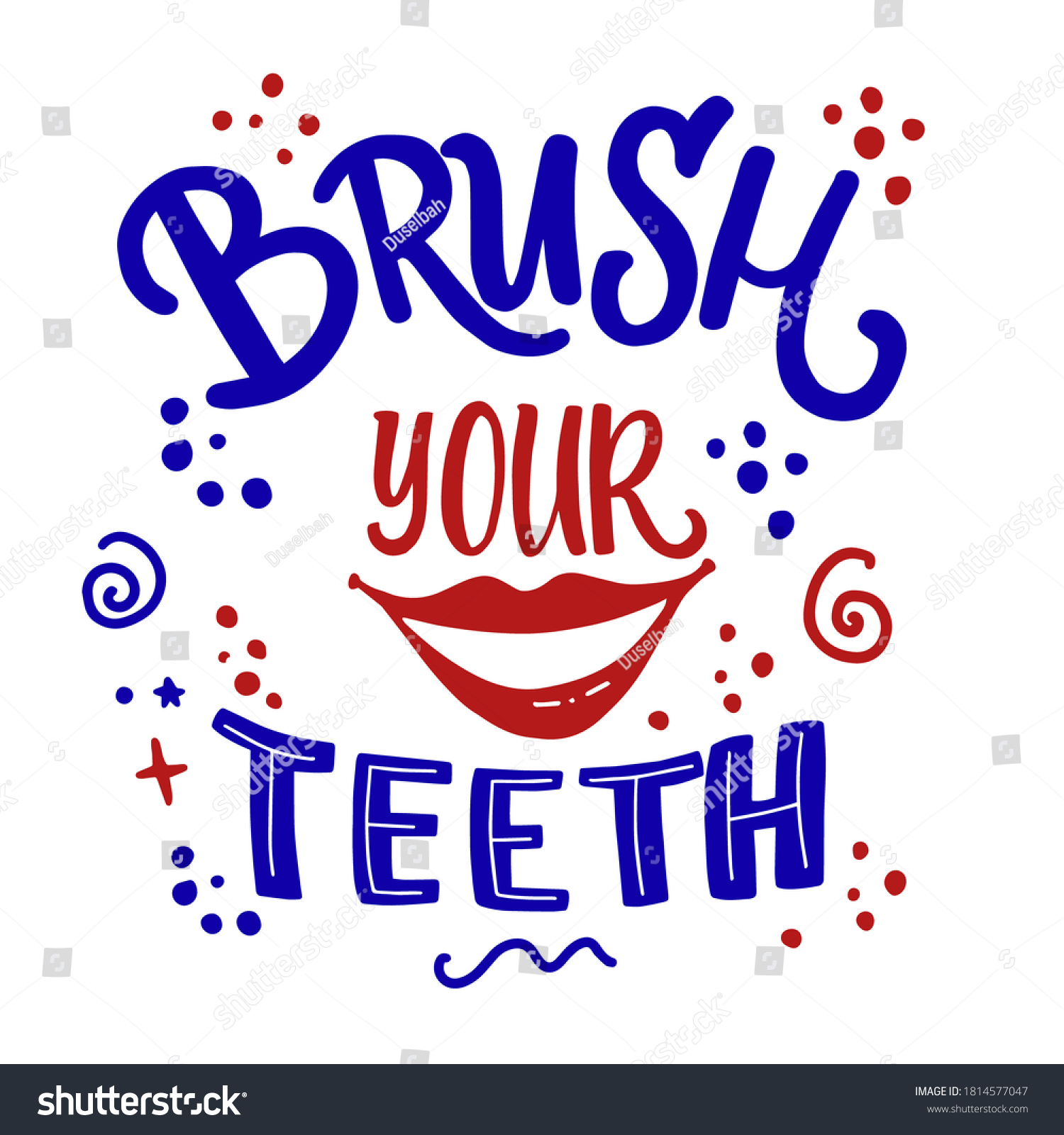 Brush Your Teeth Motivation Cute Poster Stock Vector (royalty Free 