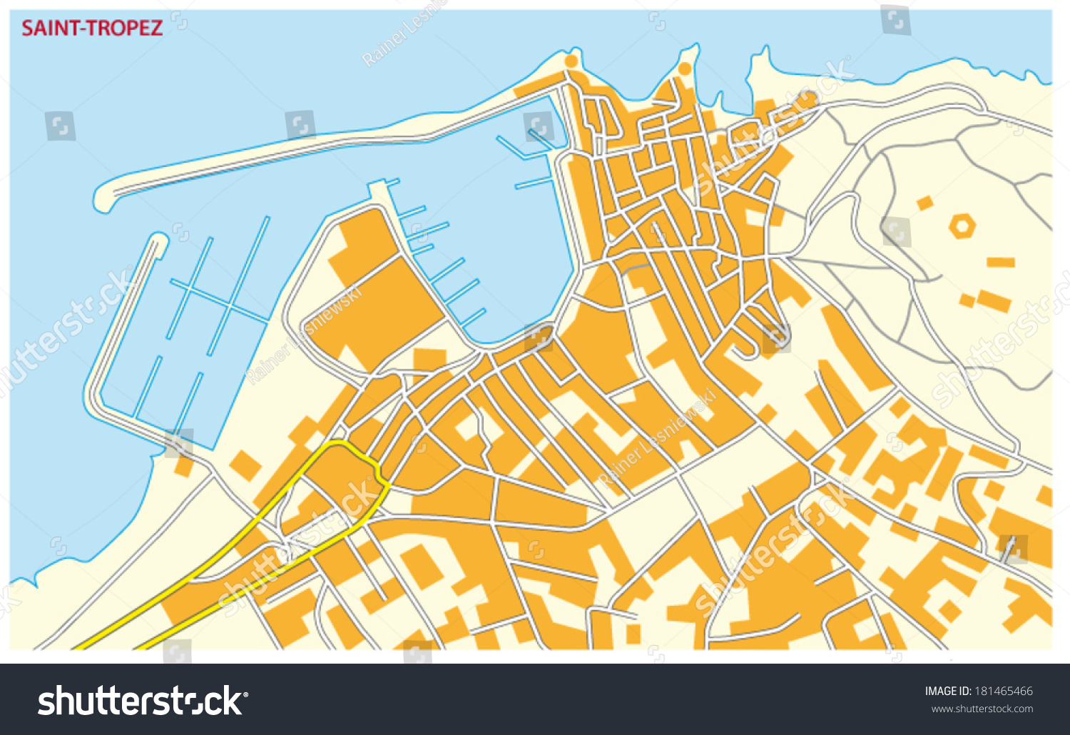 Saint Tropez City Map Stock Vector (Royalty Free) 181465466 | Shutterstock