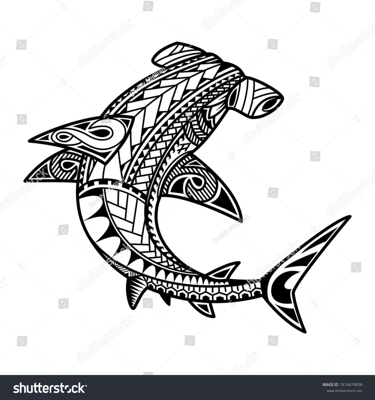 tribal hammerhead shark drawing