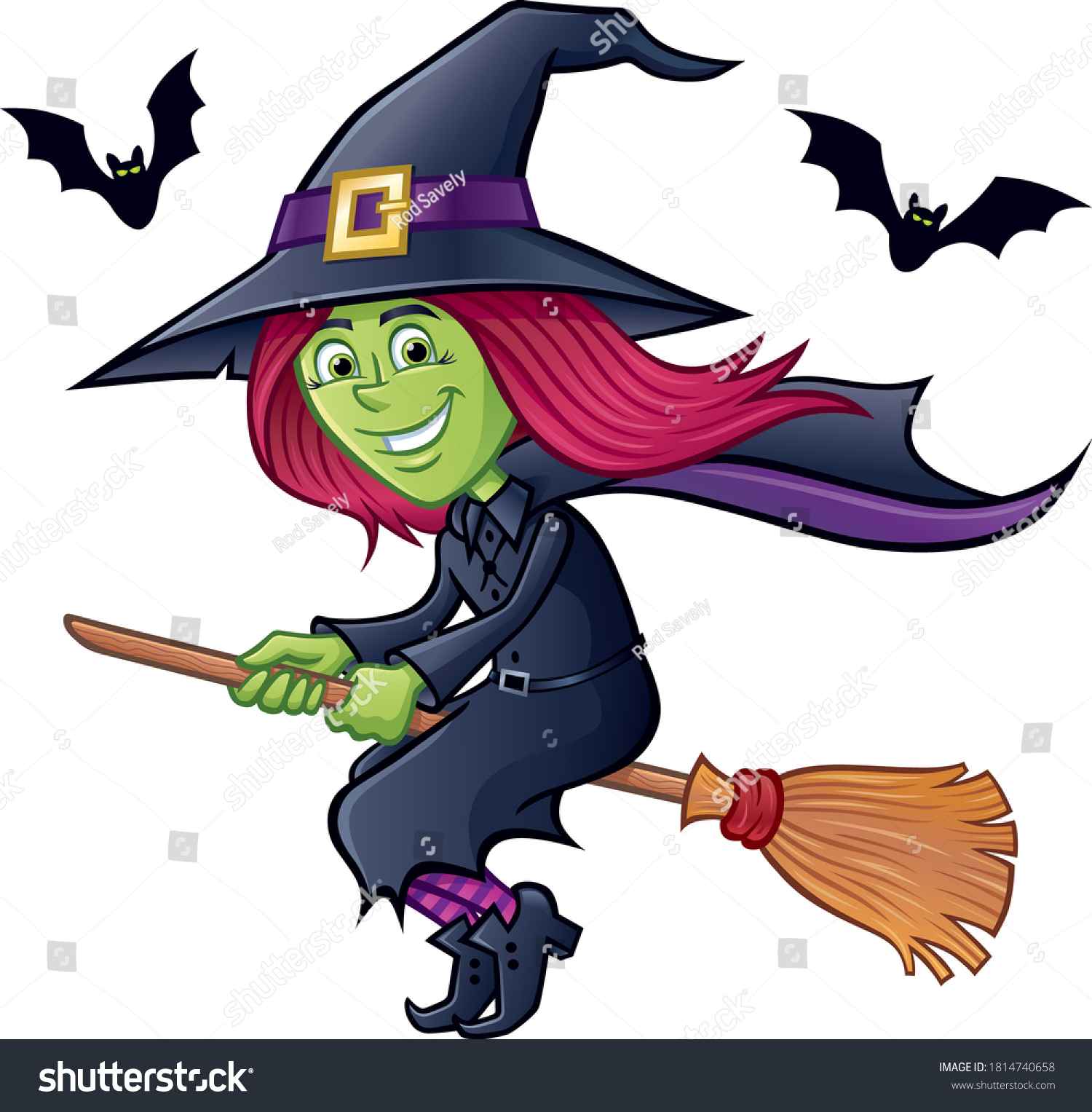 Cartoon Cute Smiling Witch Red Hair Stock Vector (Royalty Free ...