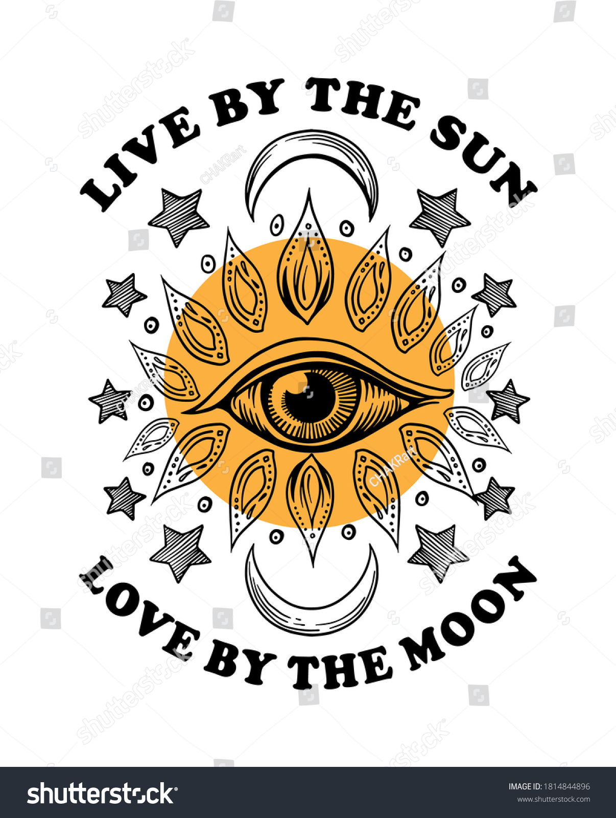 Live By Sun Love By Moon Stock Vector (Royalty Free) 1814844896 ...