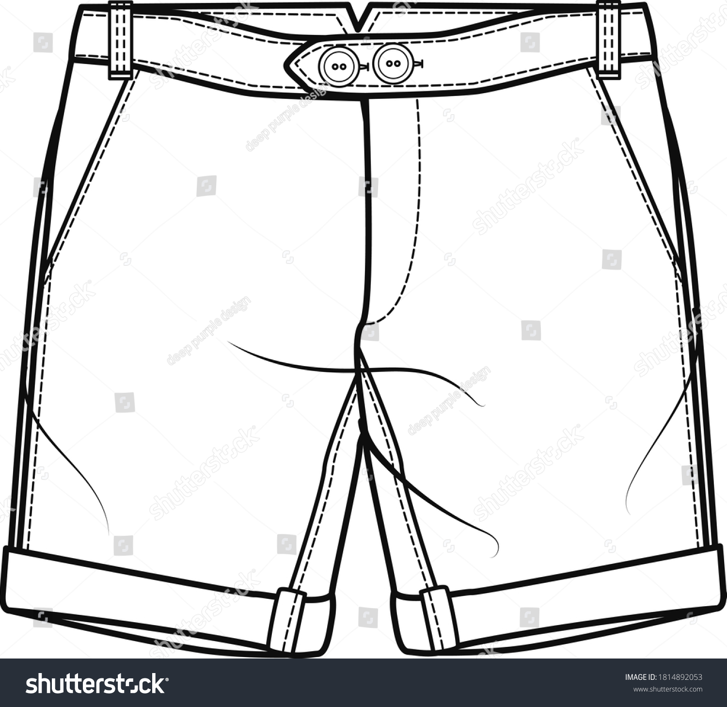 Short Pants Fashion Flat Sketch Apparel Stock Vector (Royalty Free ...