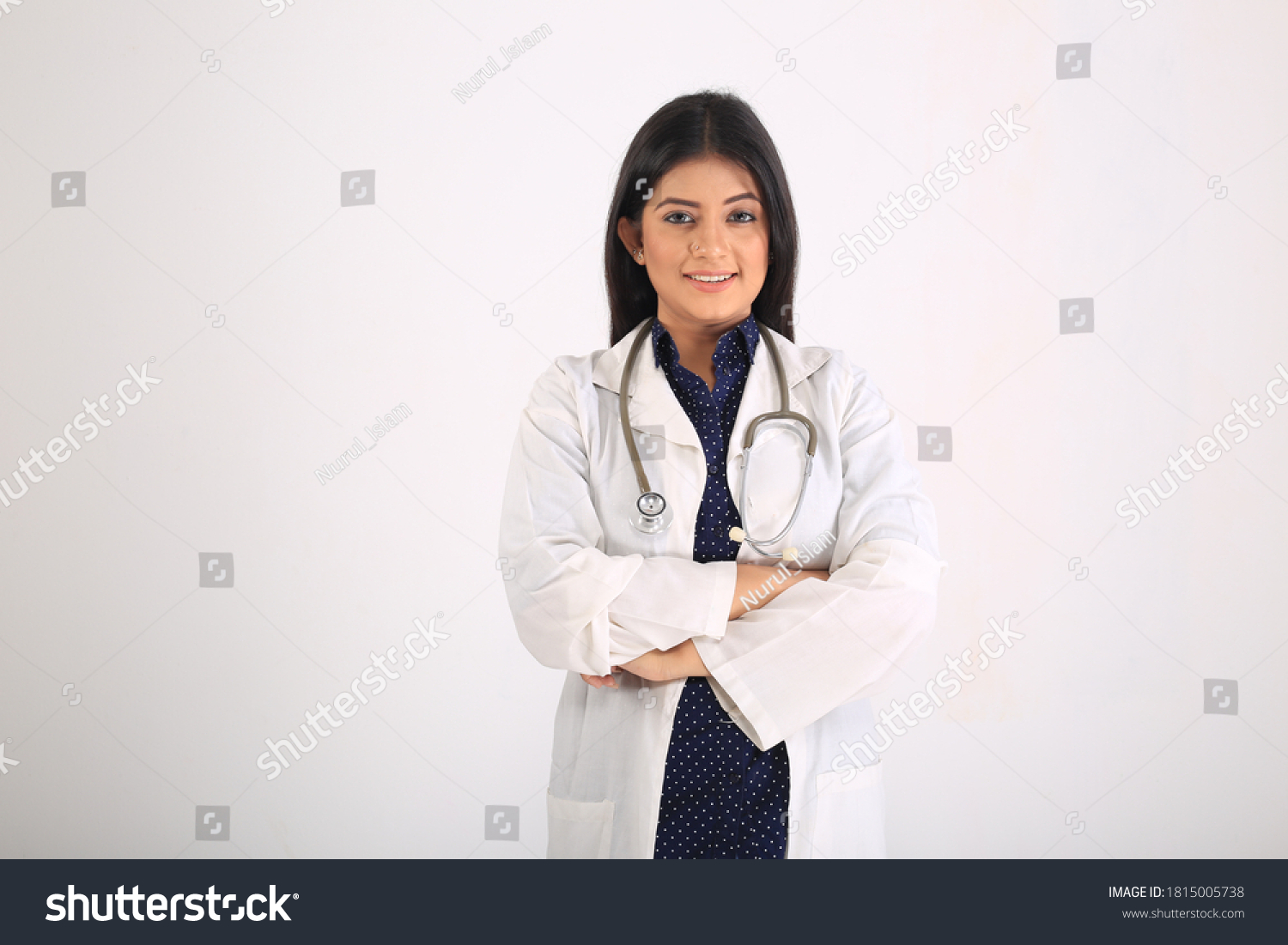 Beautiful Female Doctor White Coat Stethoscope Stock Photo 1815005738 ...