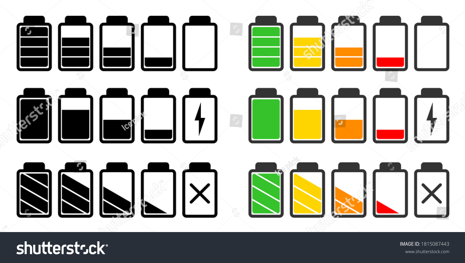 Battery Icons Vector Set Ui Design Stock Vector (Royalty Free ...