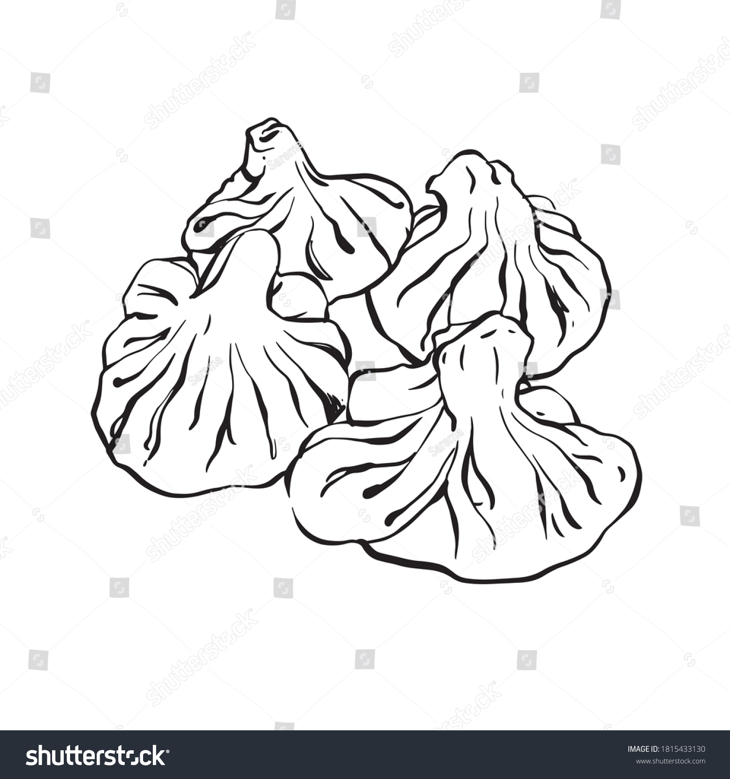 Georgian Dumplings Khinkali Hinkali On White Stock Vector (Royalty Free ...